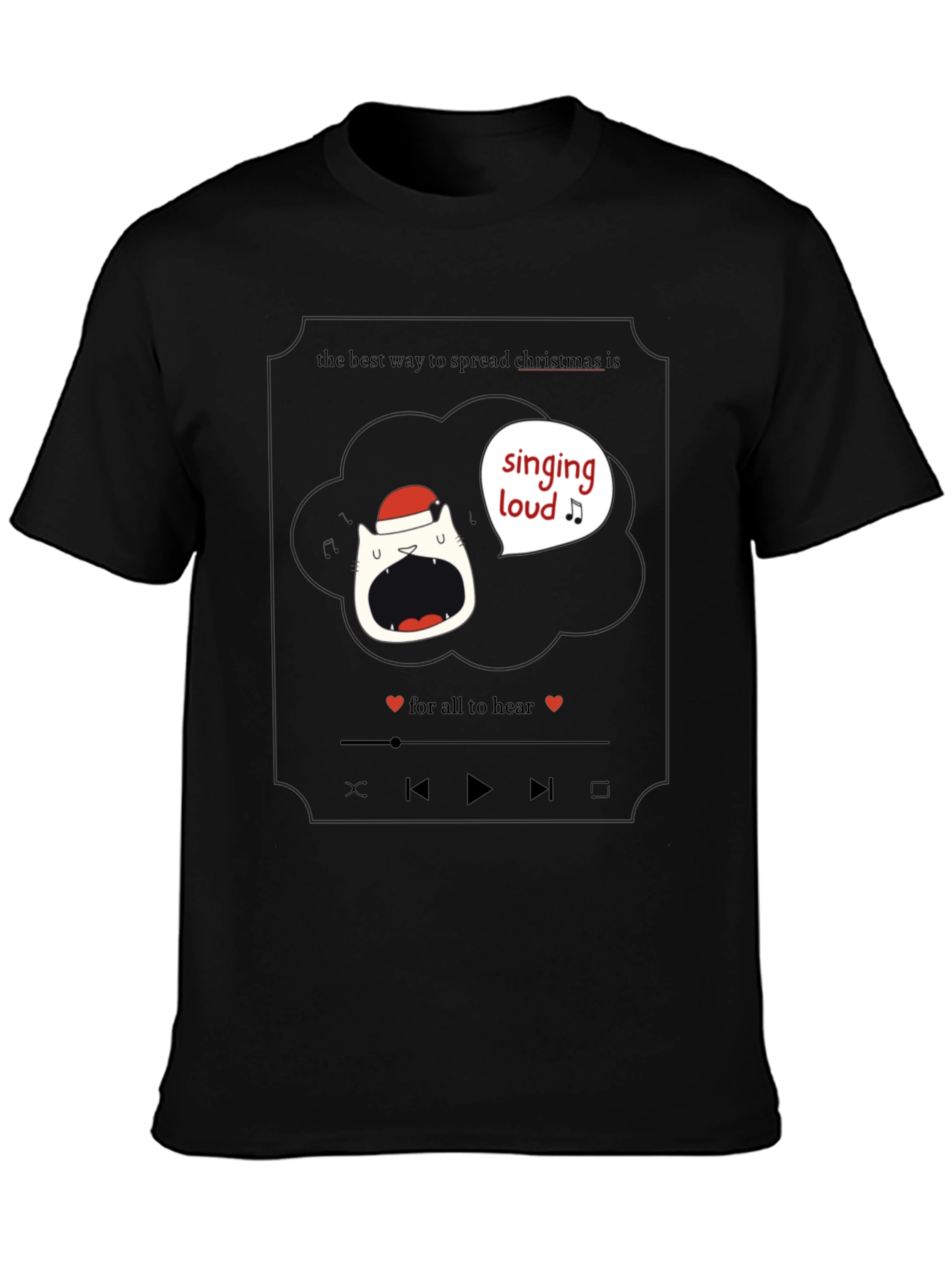 Singing Loud Christmas Cat T-Shirt