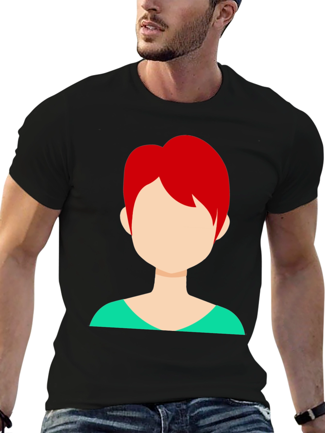 Trendy Tee: Faceless Redhead Graphic Shirt