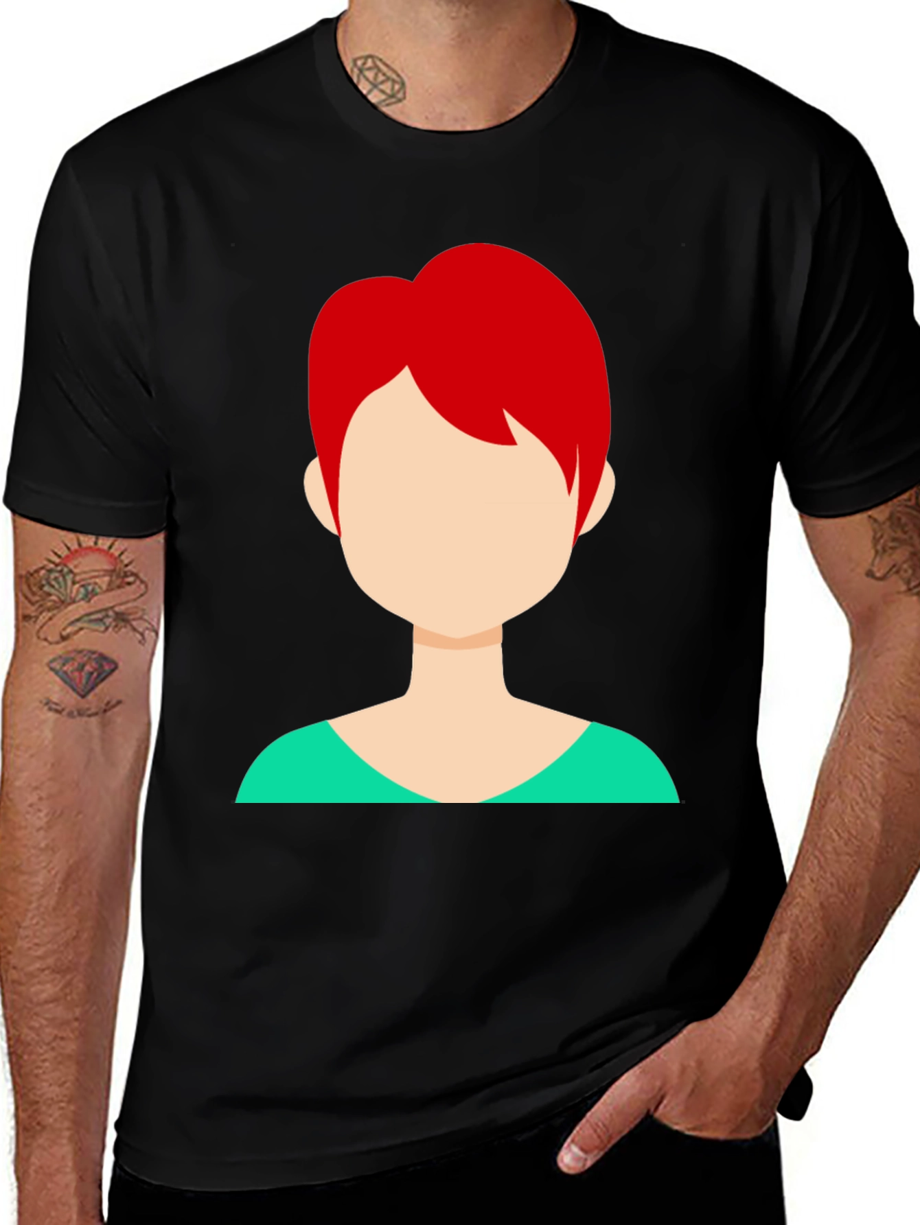 Trendy Tee: Faceless Redhead Graphic Shirt