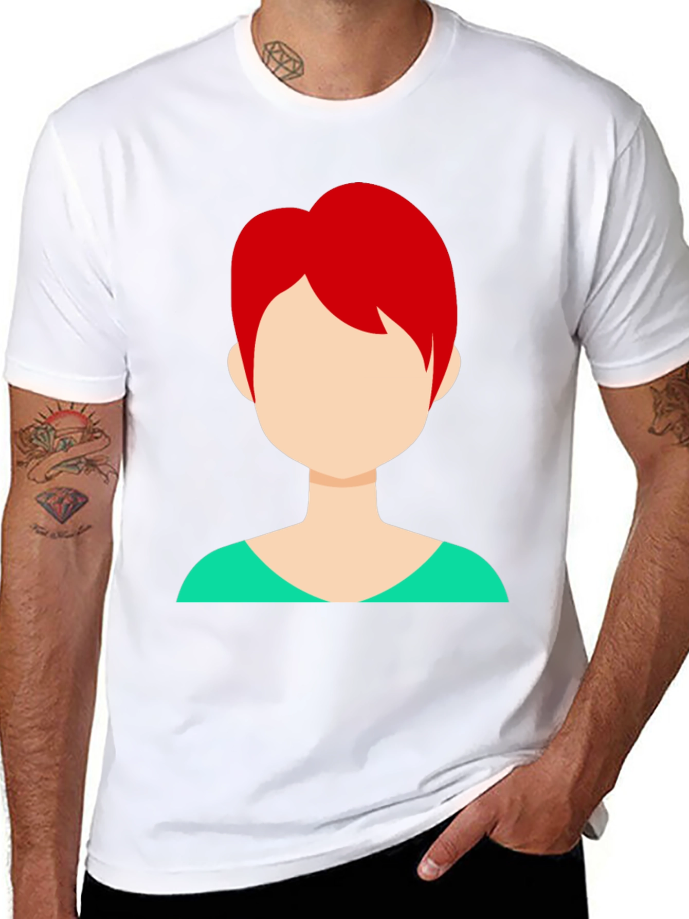 Trendy Tee: Faceless Redhead Graphic Shirt