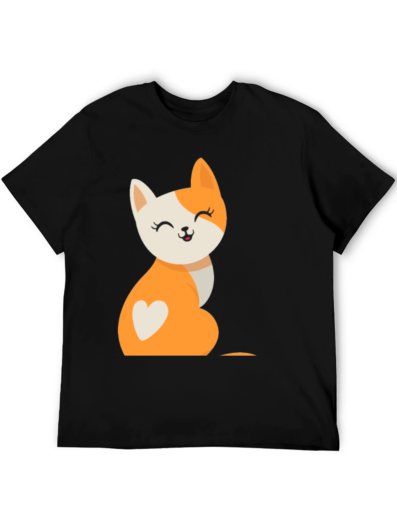 Cute Cartoon Cat T-Shirt - Black