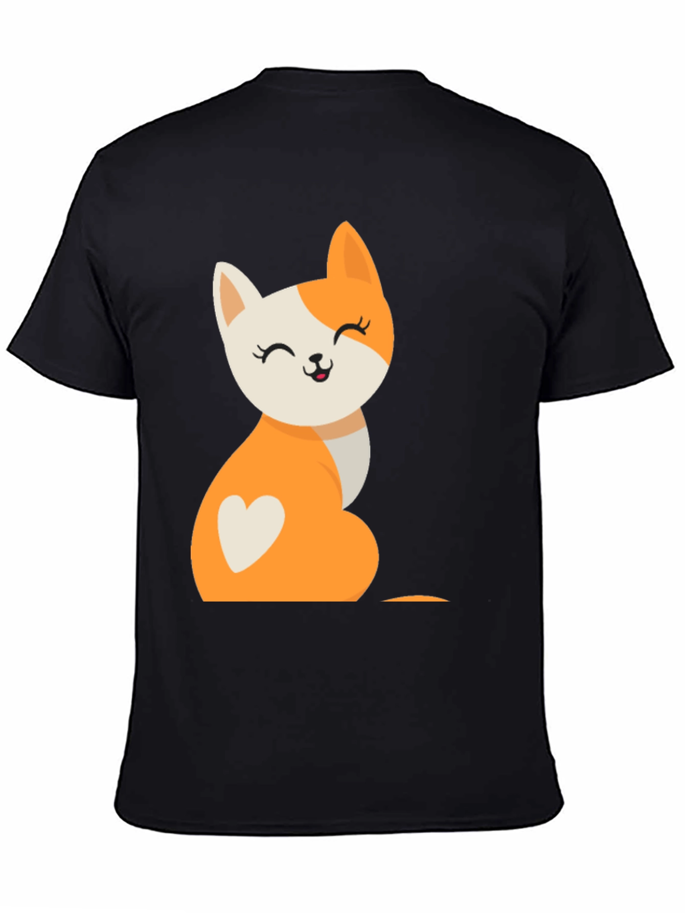 Cute Cartoon Cat T-Shirt - Black