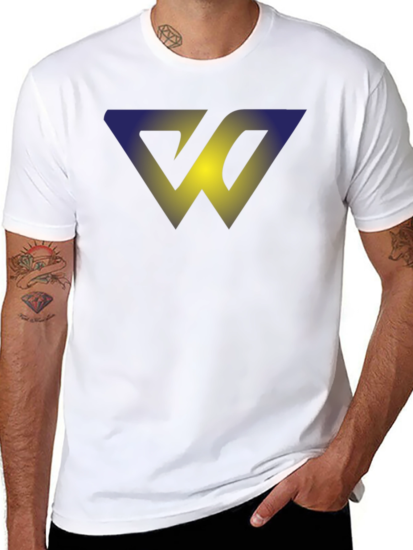 Abstract W Graphic T-Shirt - Soft Black Cotton Blend
