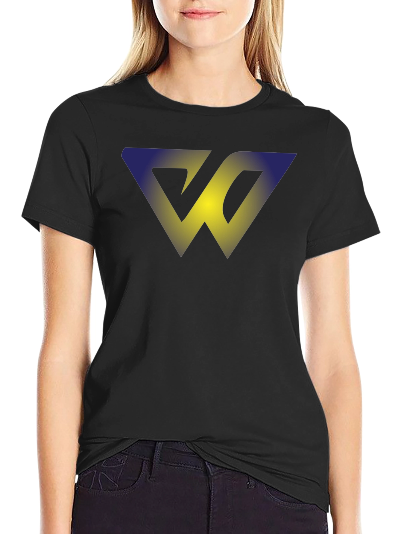 Abstract W Graphic T-Shirt - Soft Black Cotton Blend