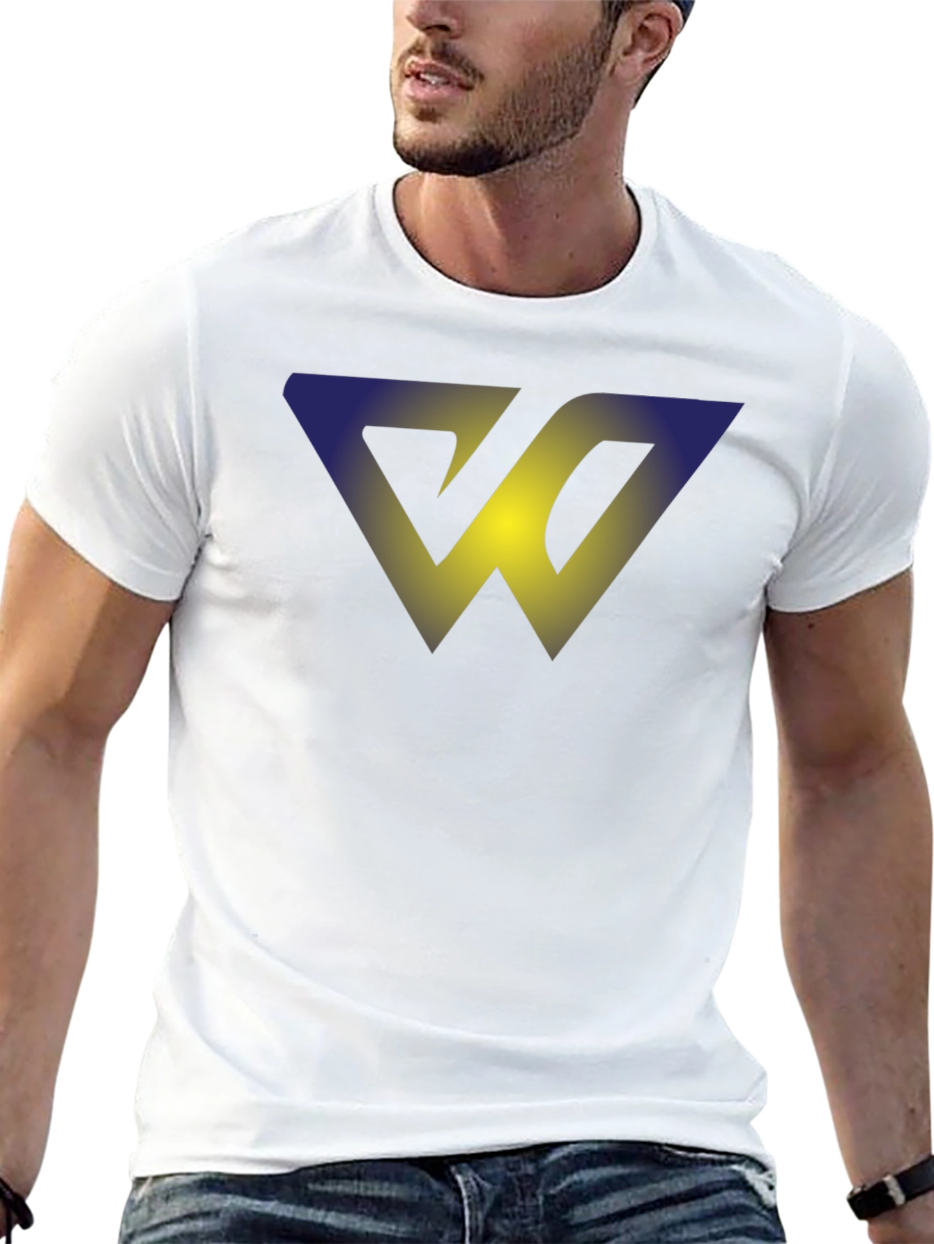 Abstract W Graphic T-Shirt - Soft Black Cotton Blend