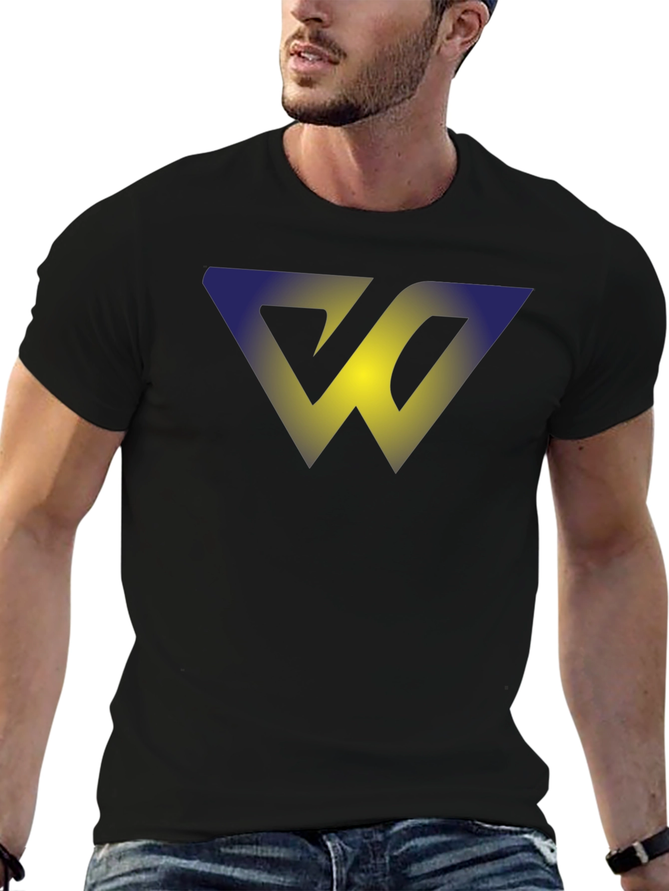 Abstract W Graphic T-Shirt - Soft Black Cotton Blend
