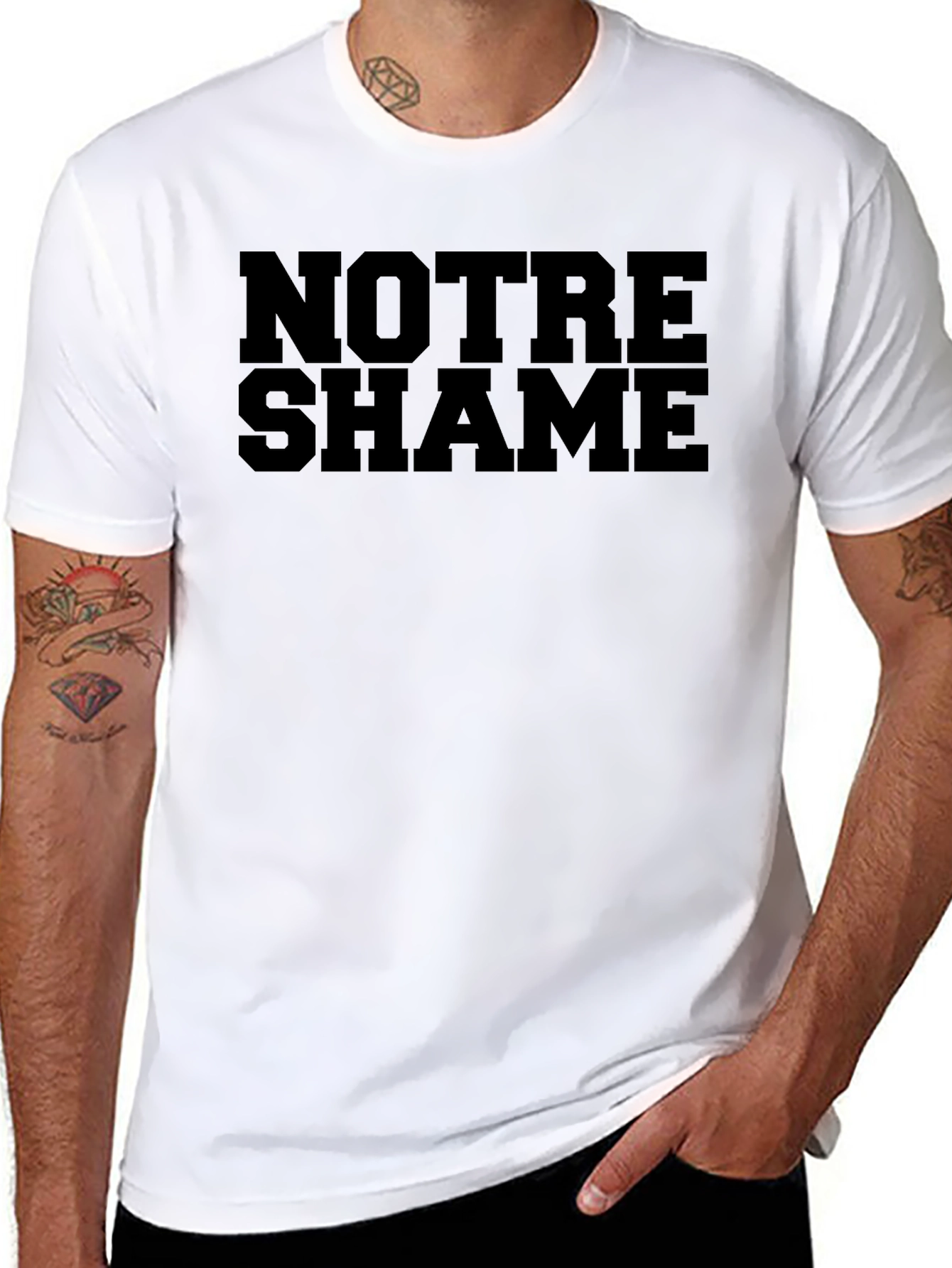 Notre Shame Black Graphic Tee - Funny T-Shirt