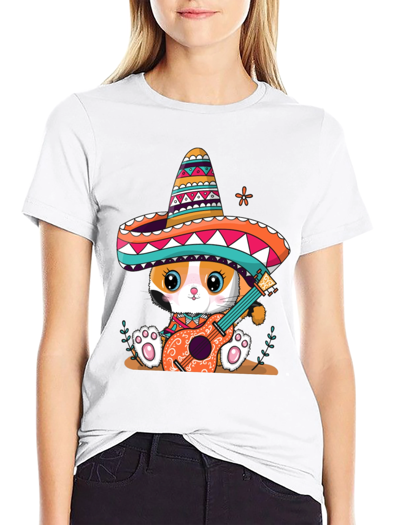 Cat Mariachi T-Shirt Funny Fiesta Sombrero Kitten Tee