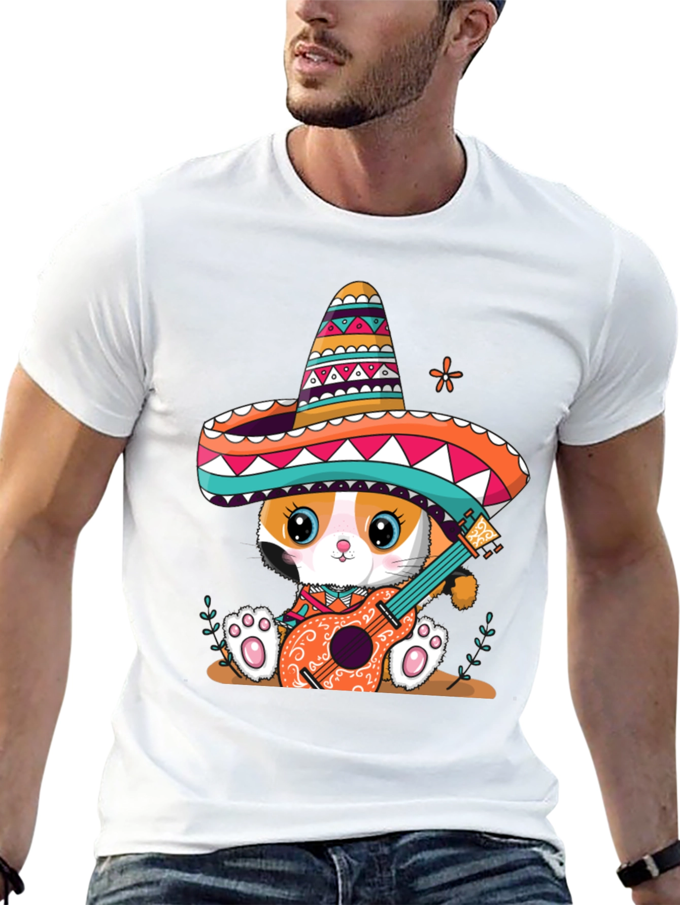 Cat Mariachi T-Shirt Funny Fiesta Sombrero Kitten Tee