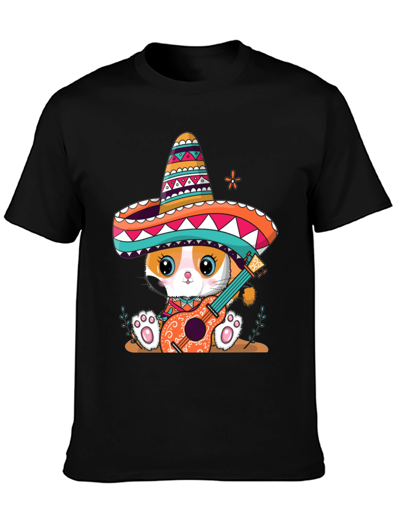 Cat Mariachi T-Shirt Funny Fiesta Sombrero Kitten Tee