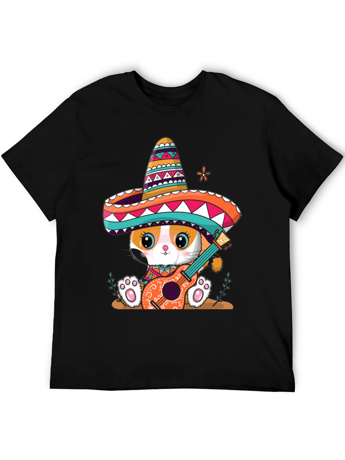 Cat Mariachi T-Shirt Funny Fiesta Sombrero Kitten Tee