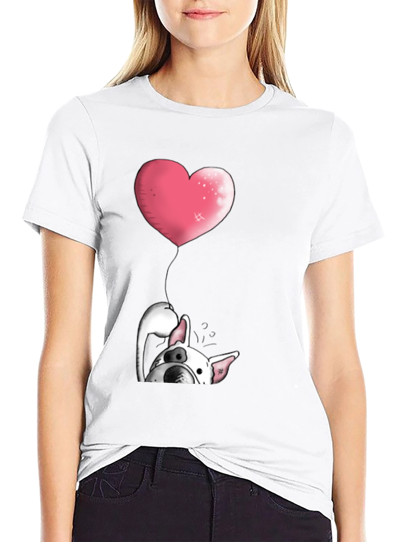 Dog with Heart Balloon Graphic Tee