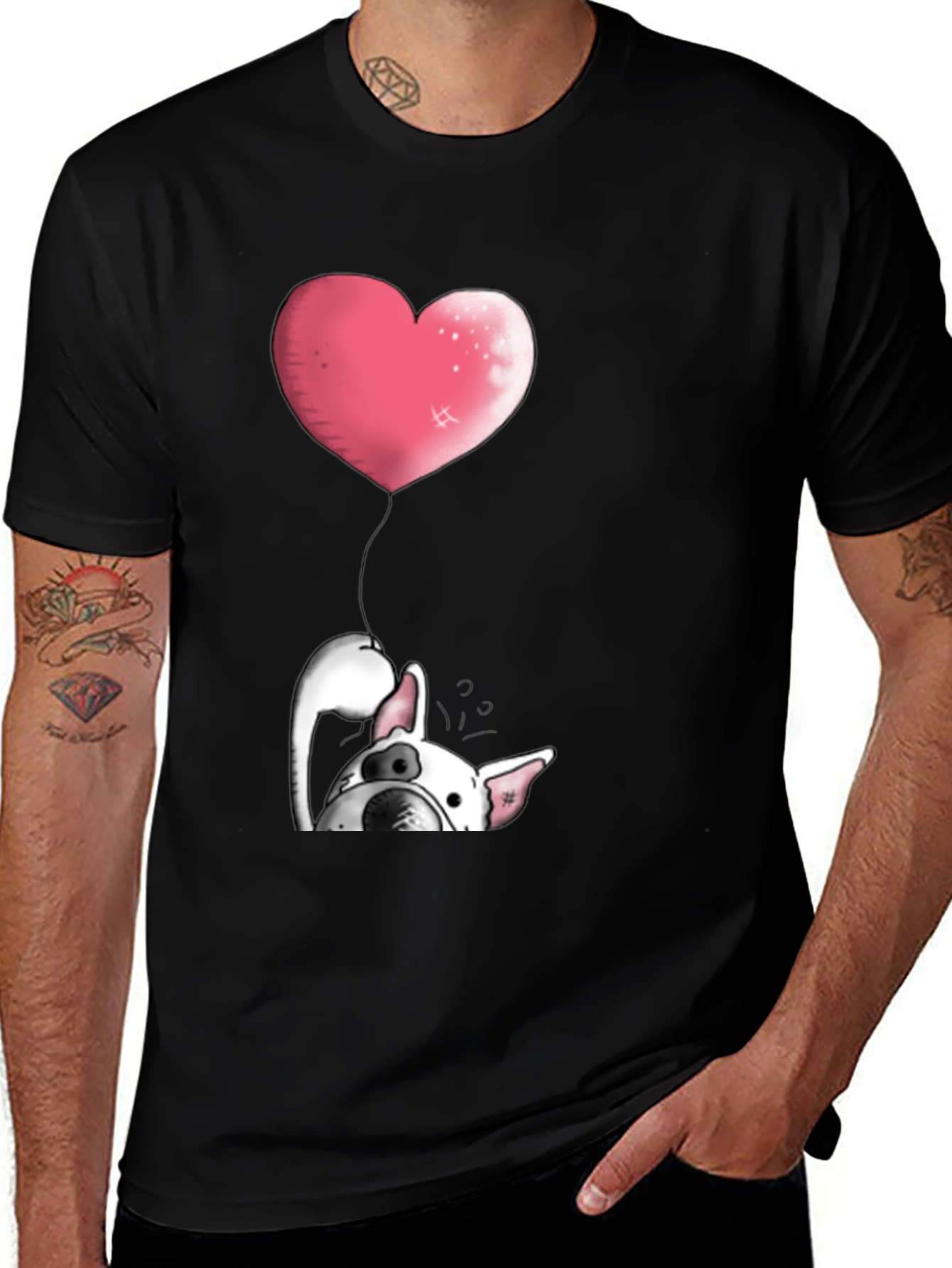 Dog with Heart Balloon Graphic Tee