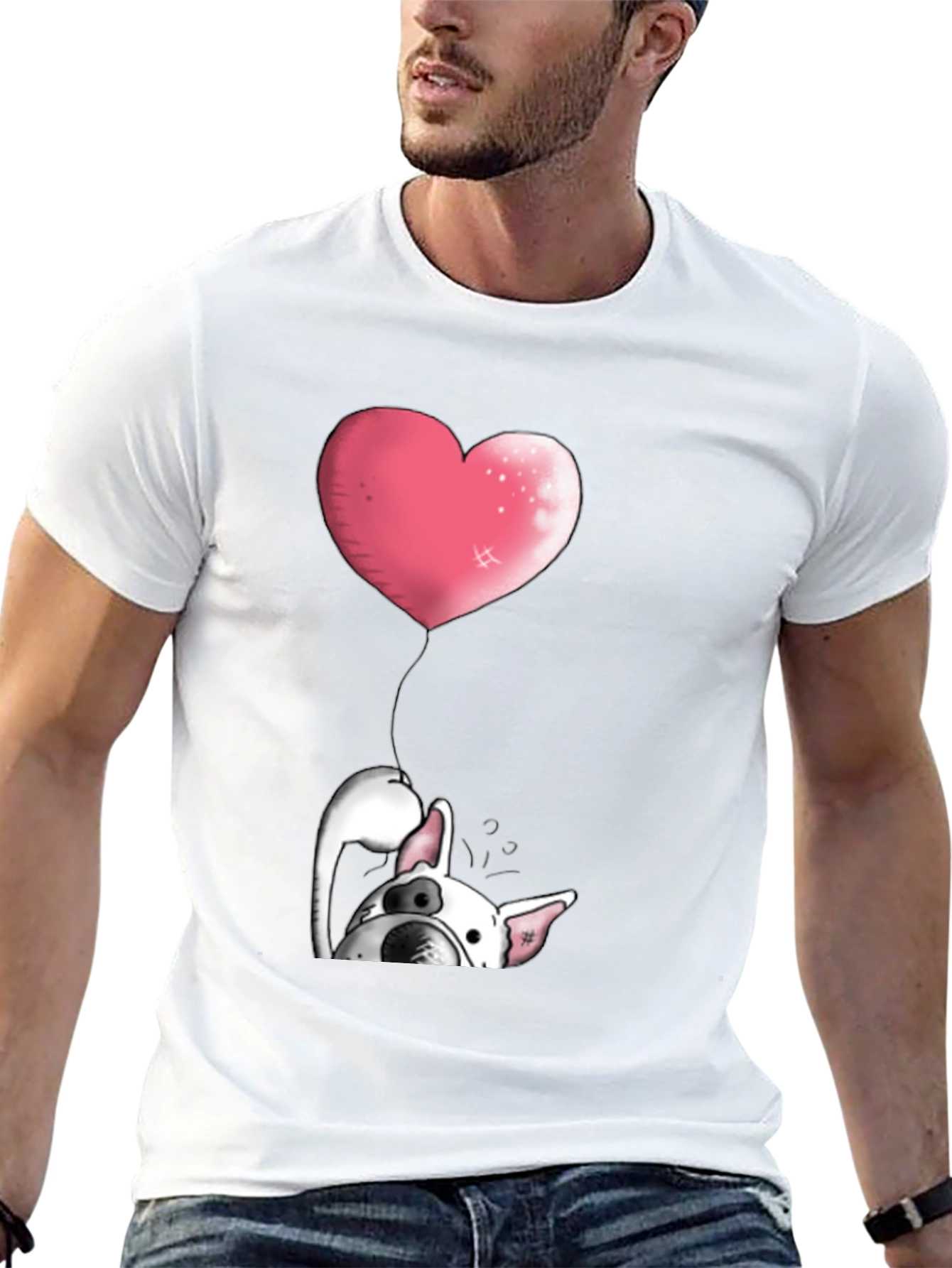 Dog with Heart Balloon Graphic Tee