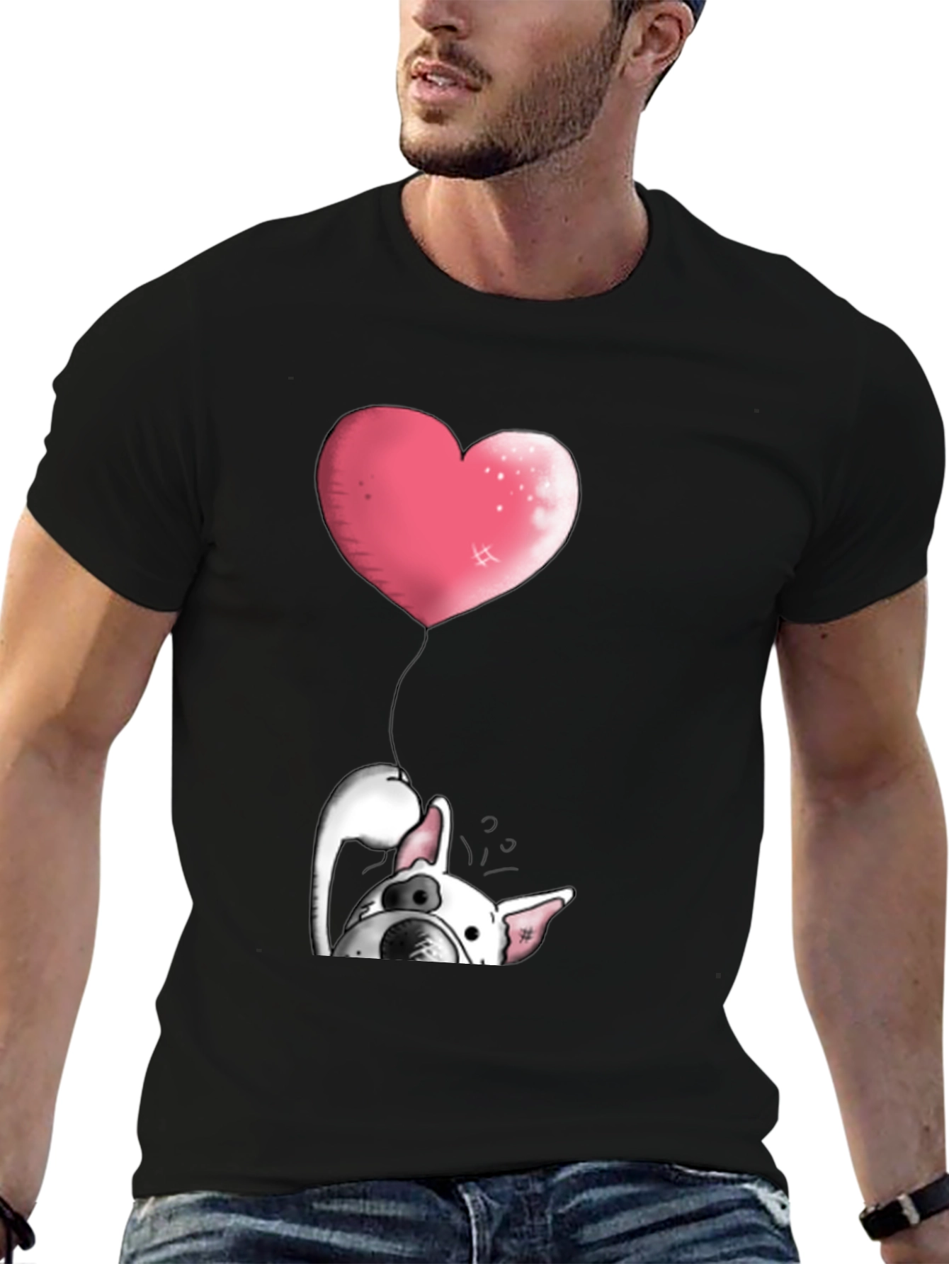 Dog with Heart Balloon Graphic Tee