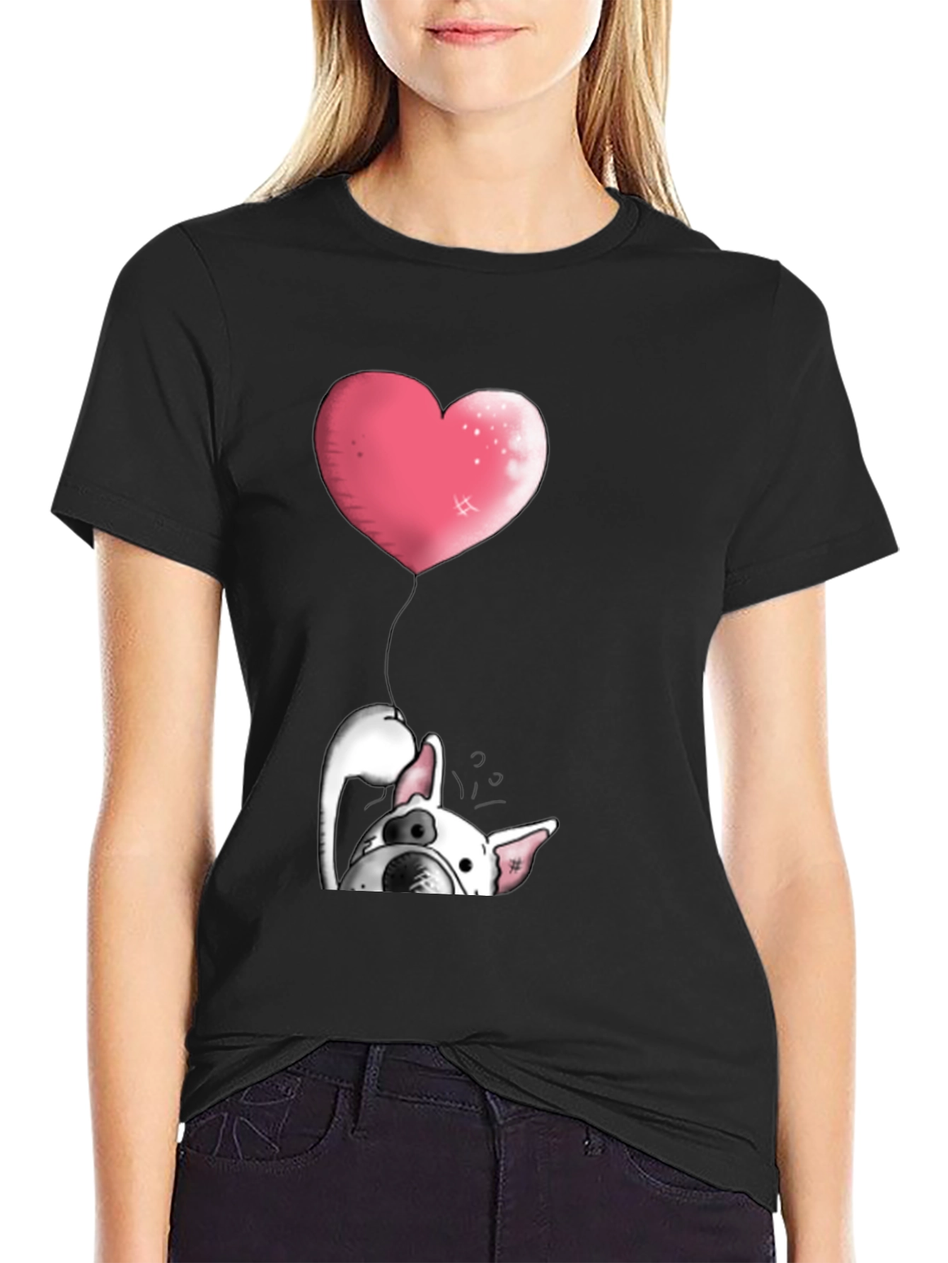 Dog with Heart Balloon Graphic Tee