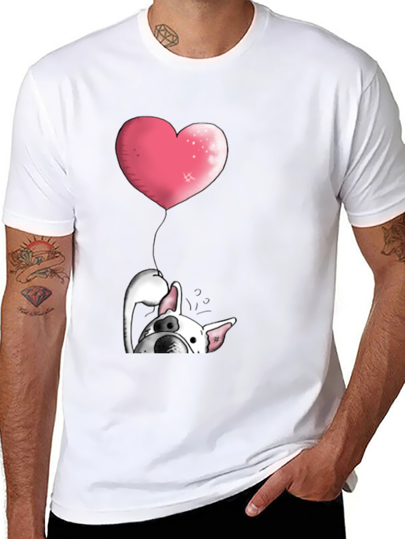 Dog with Heart Balloon Graphic Tee