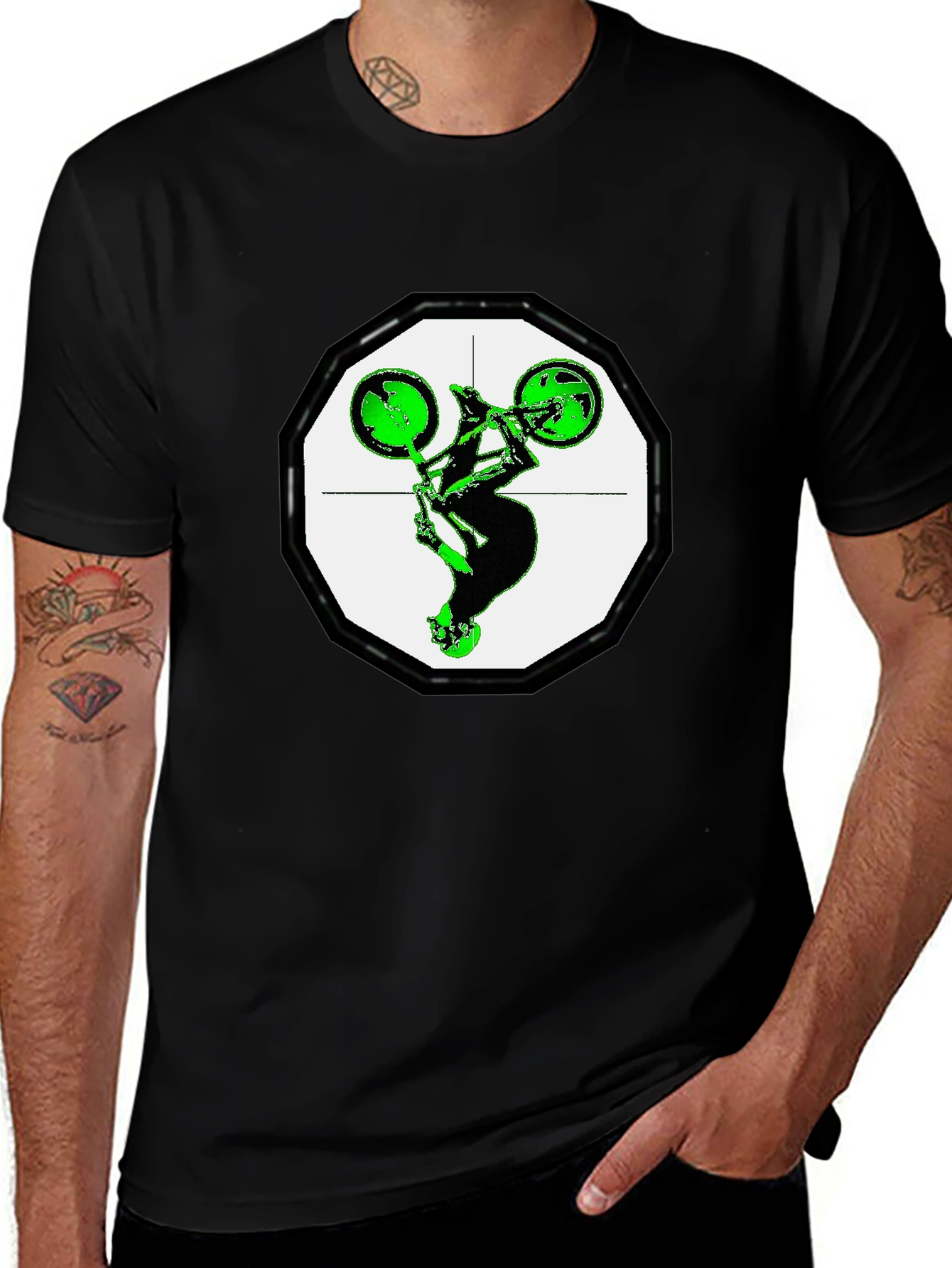 Green BMX Stunt Graphic Tee