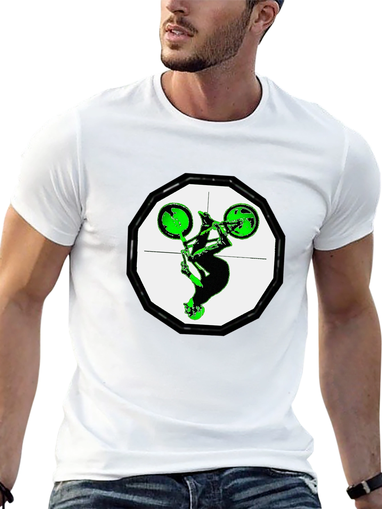 Green BMX Stunt Graphic Tee