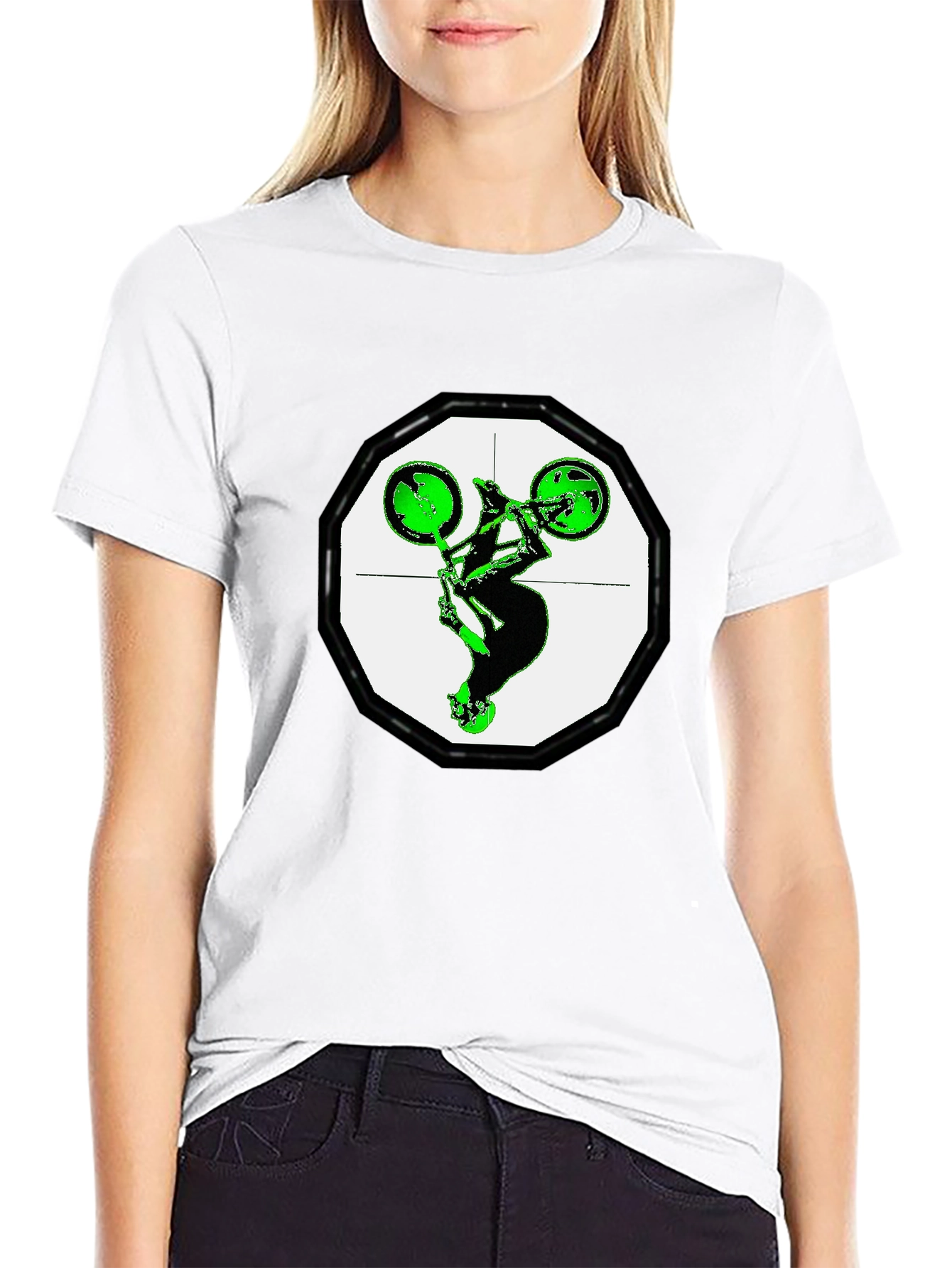 Green BMX Stunt Graphic Tee