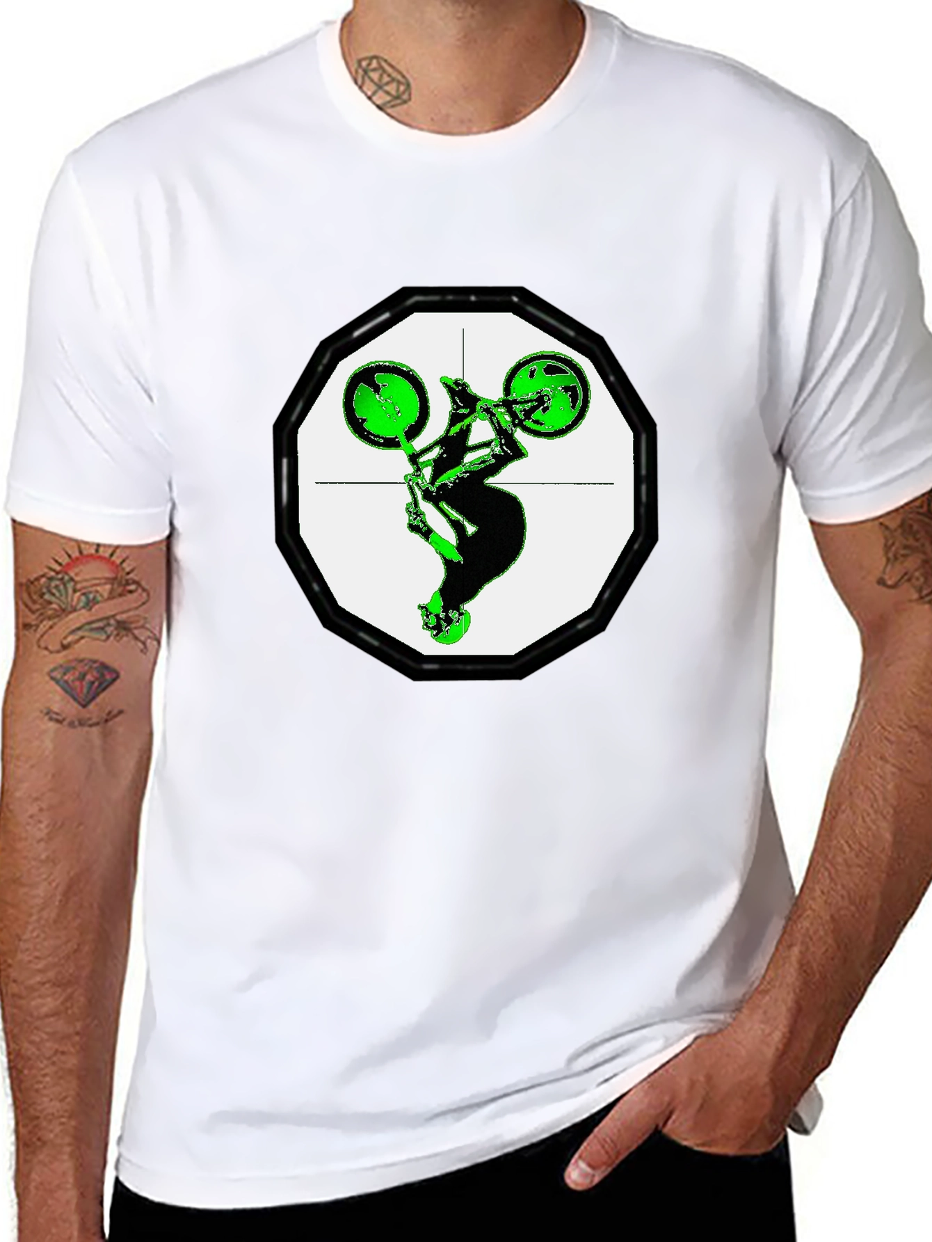 Green BMX Stunt Graphic Tee