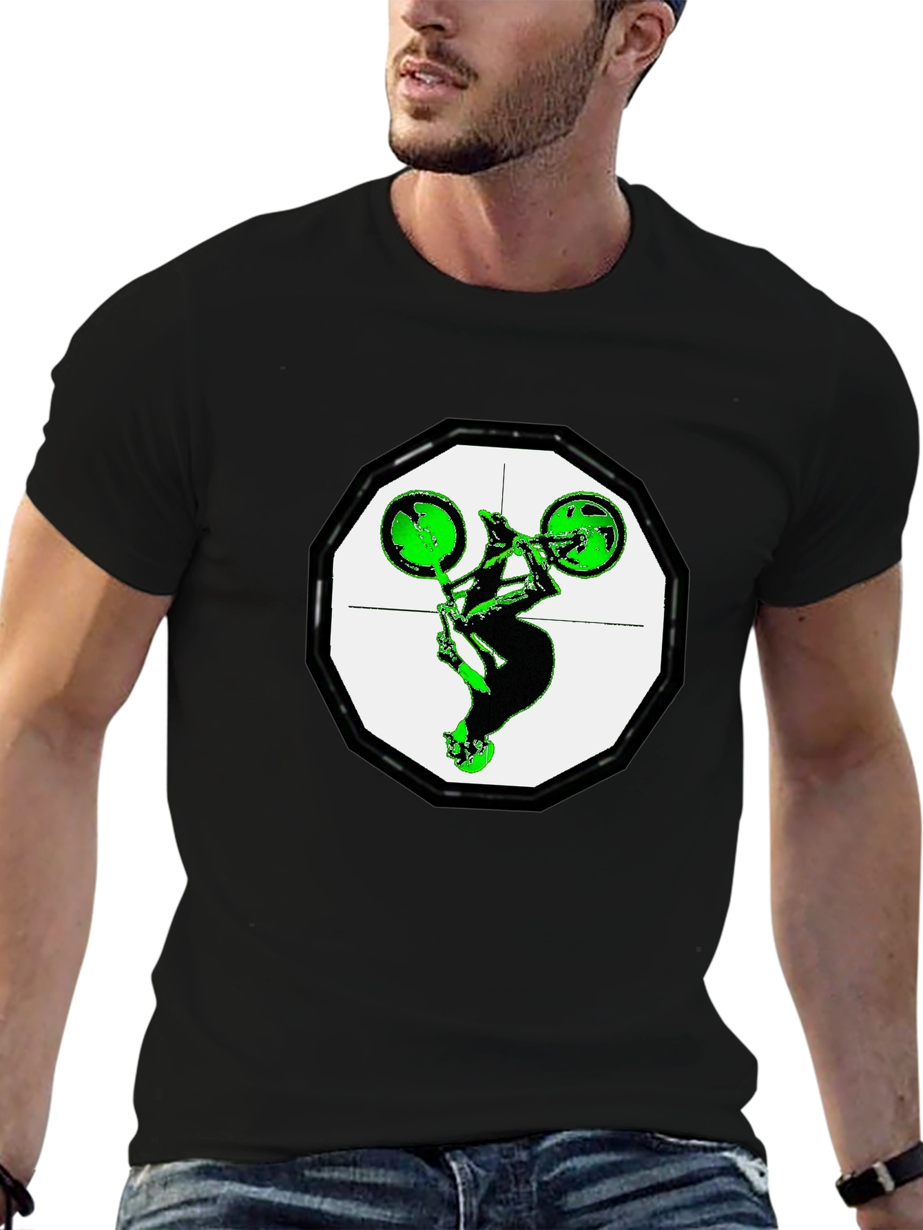Green BMX Stunt Graphic Tee