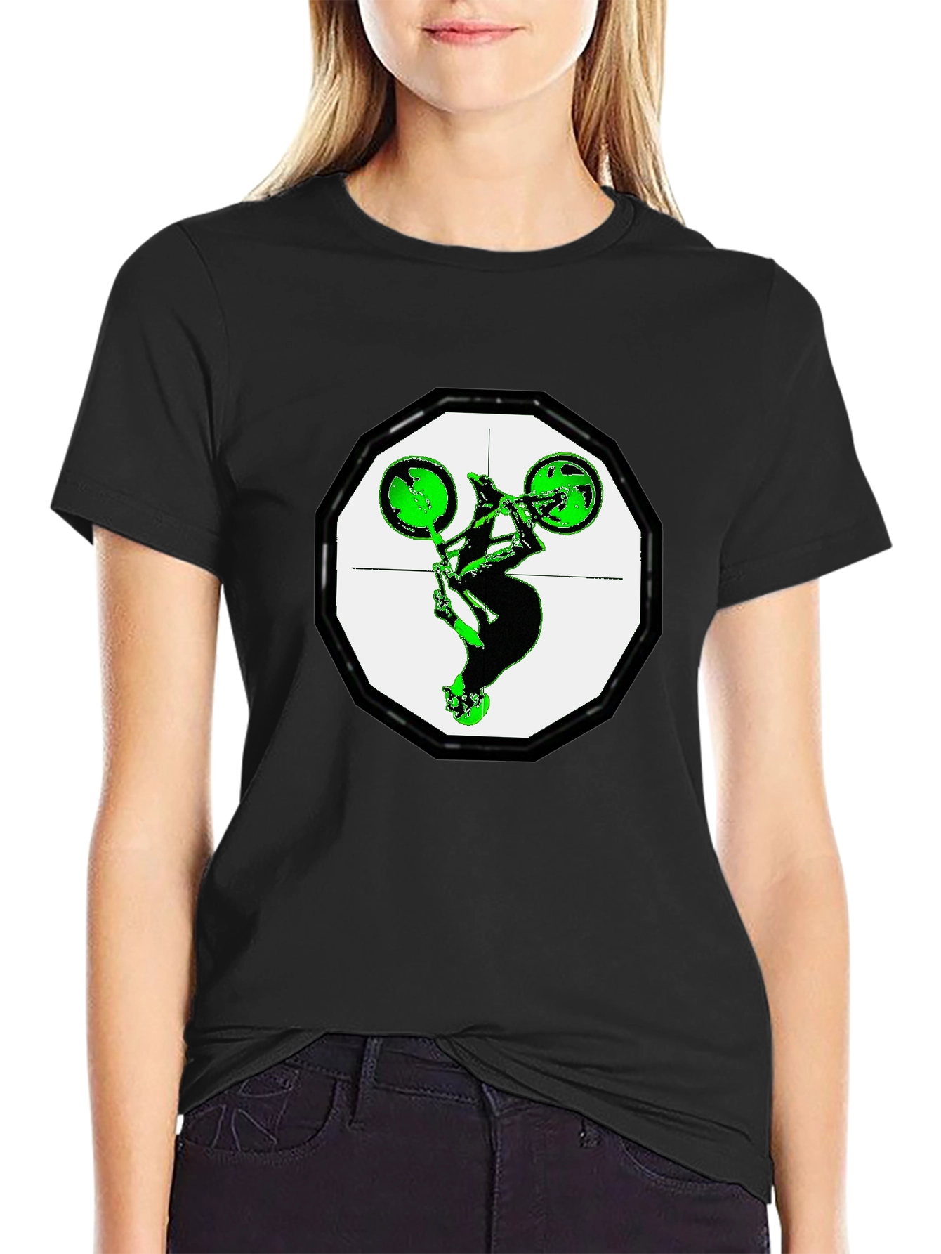 Green BMX Stunt Graphic Tee