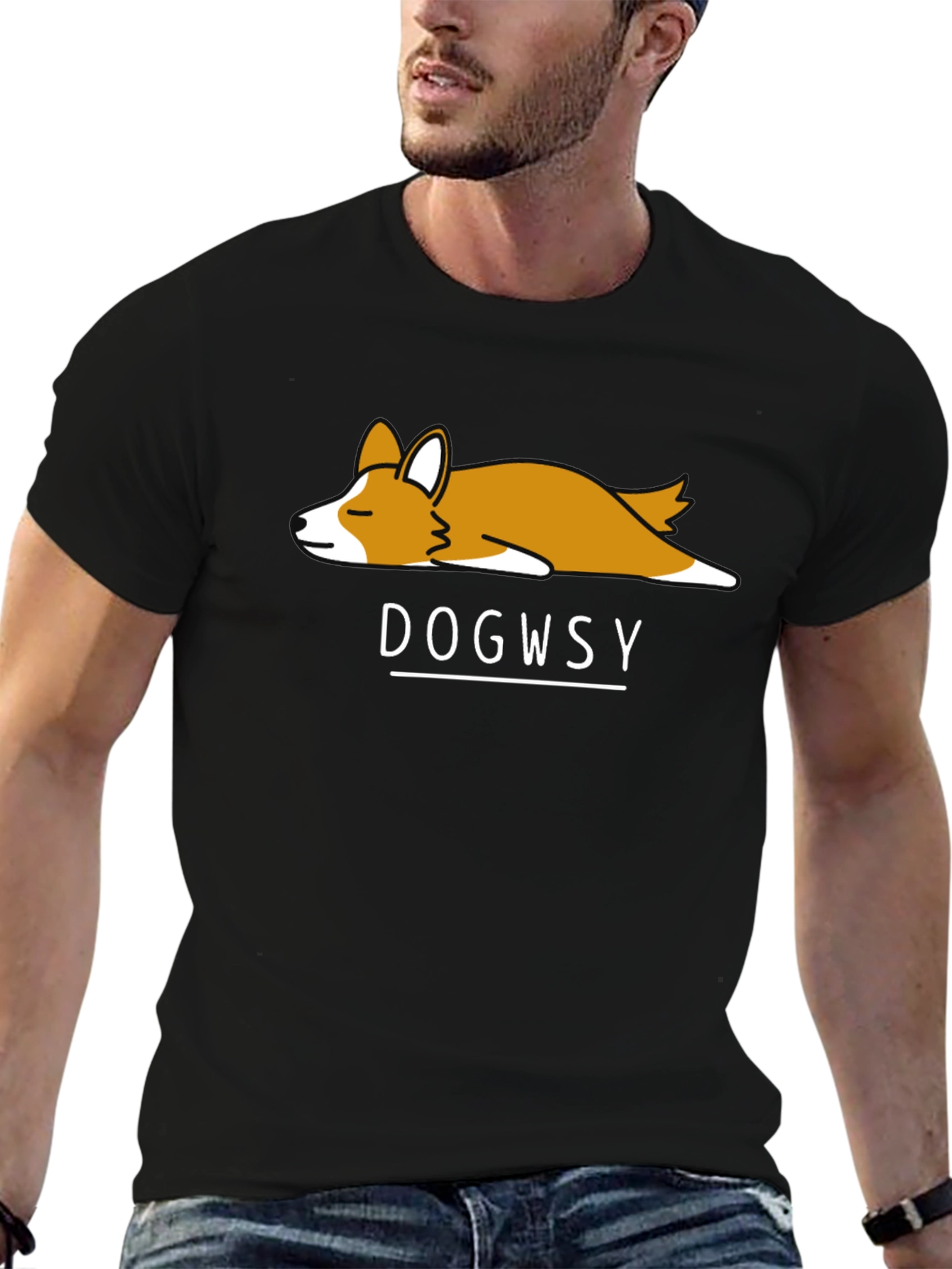 Dogwsy Nap Corgi Black T-Shirt