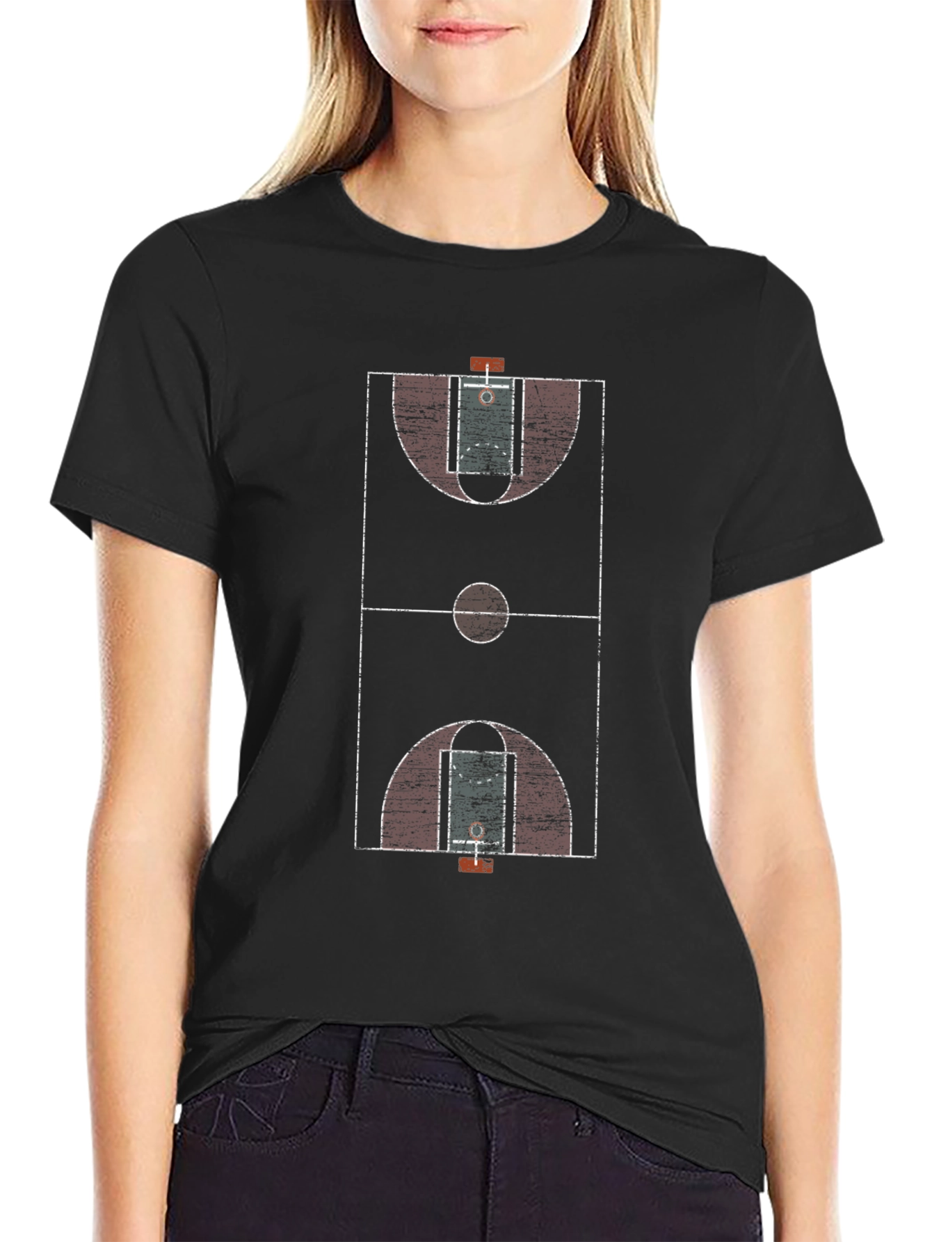 Basketball Court Graphic Tee - Black