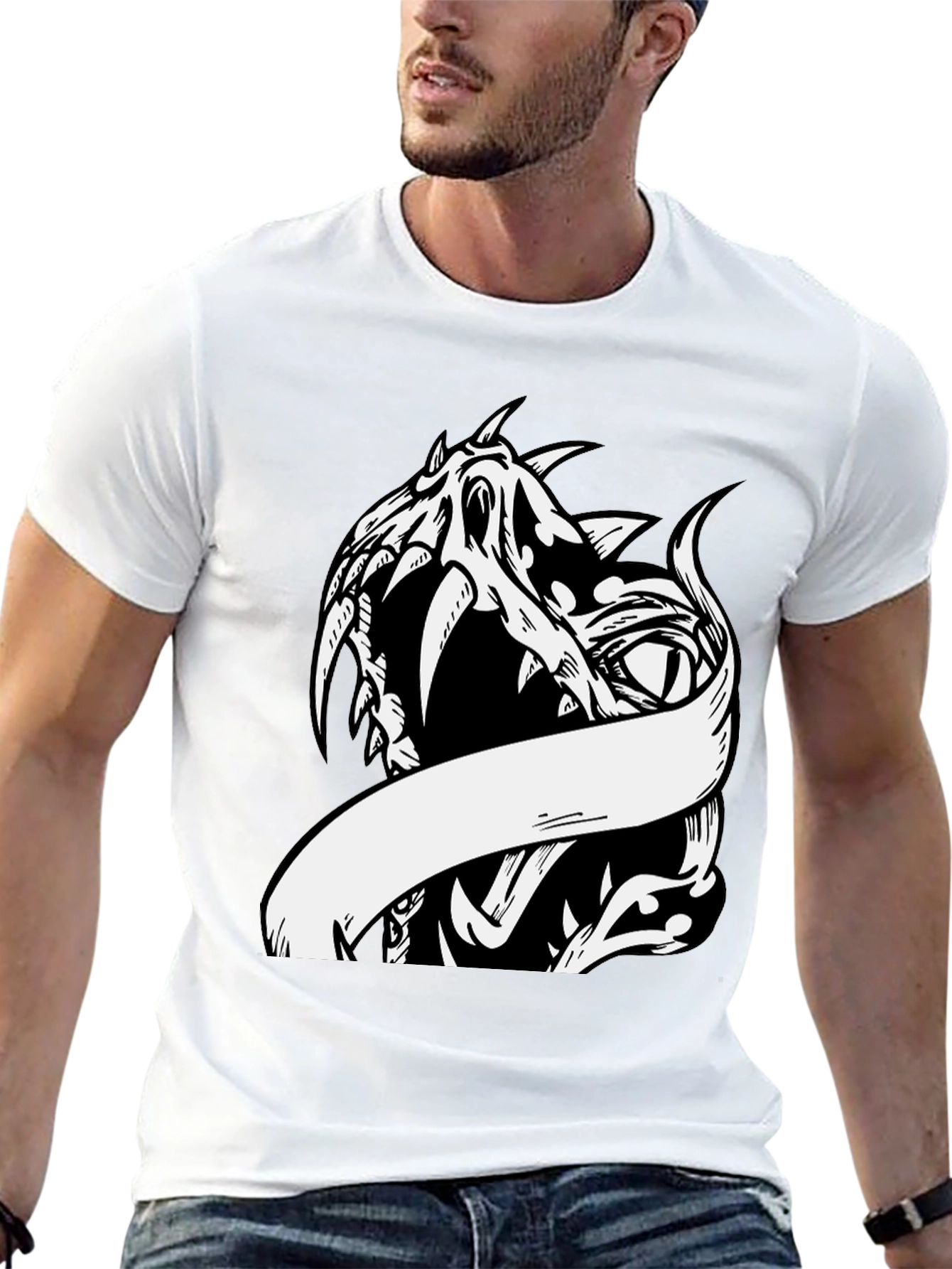 Edgy Dragon Graphic Print Tee