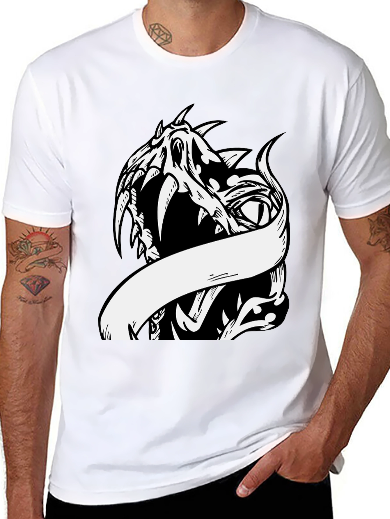 Edgy Dragon Graphic Print Tee