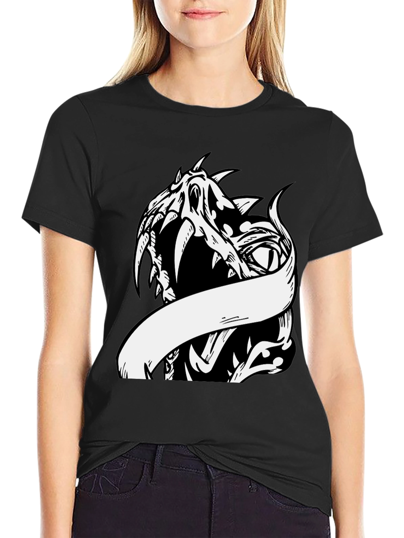 Edgy Dragon Graphic Print Tee