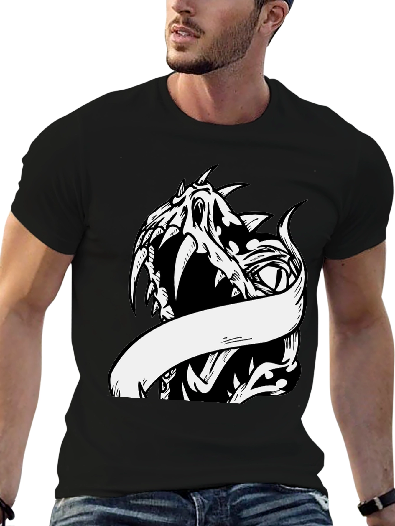 Edgy Dragon Graphic Print Tee