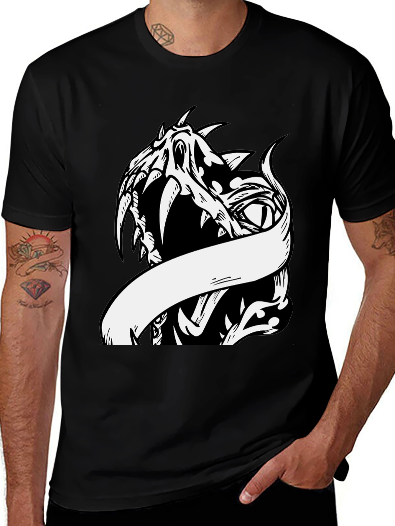 Edgy Dragon Graphic Print Tee
