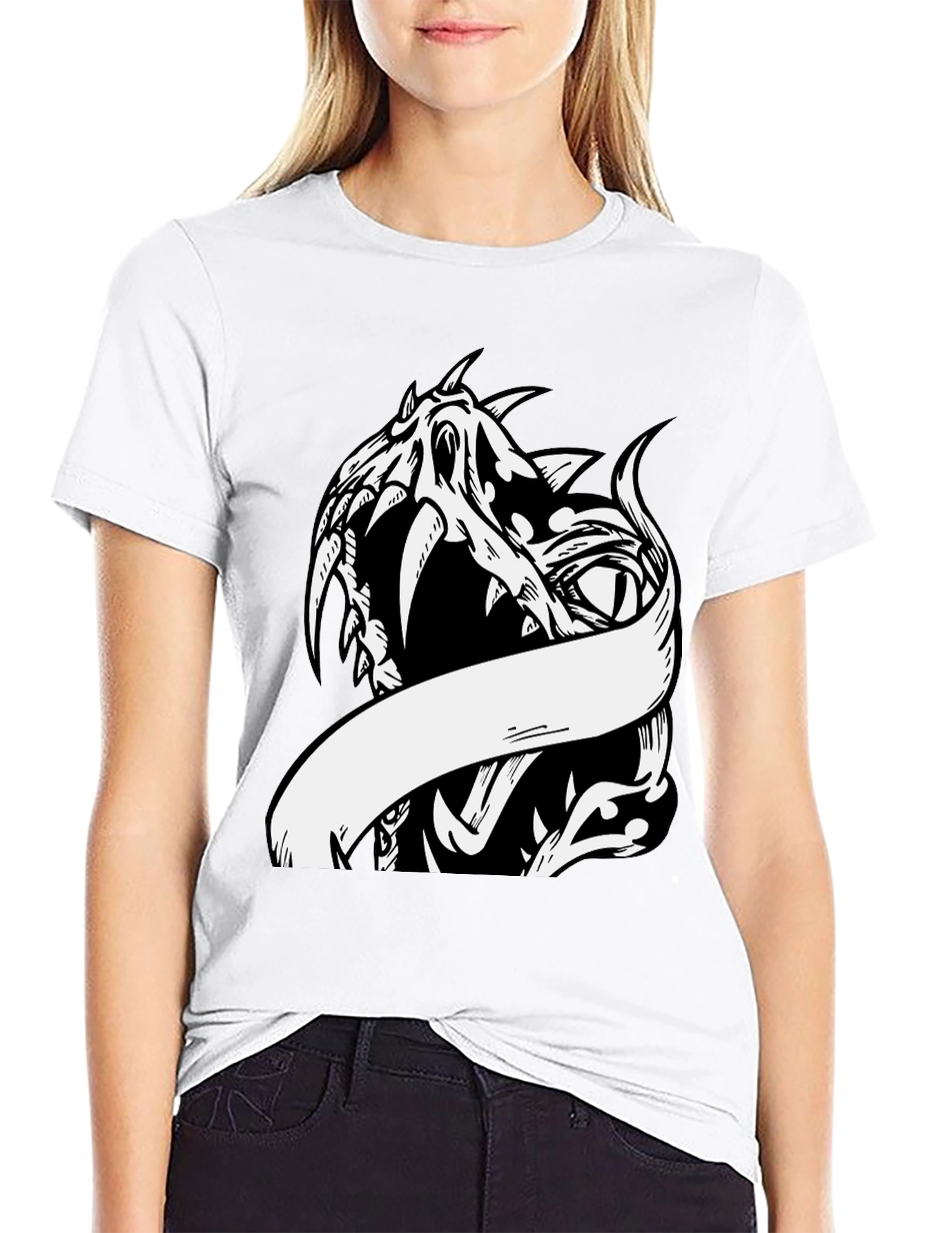 Edgy Dragon Graphic Print Tee