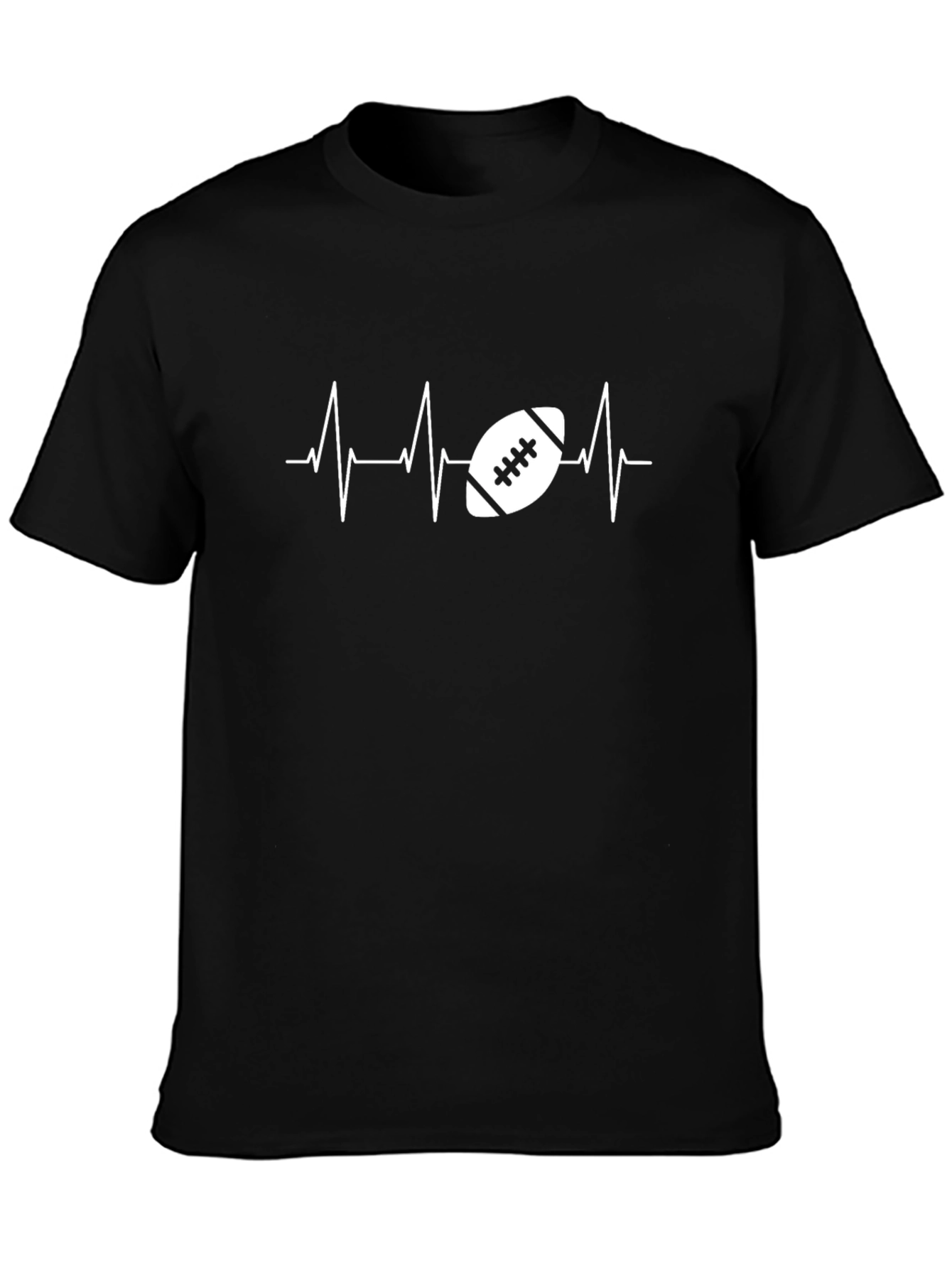 Football Heartbeat Black Graphic Tee