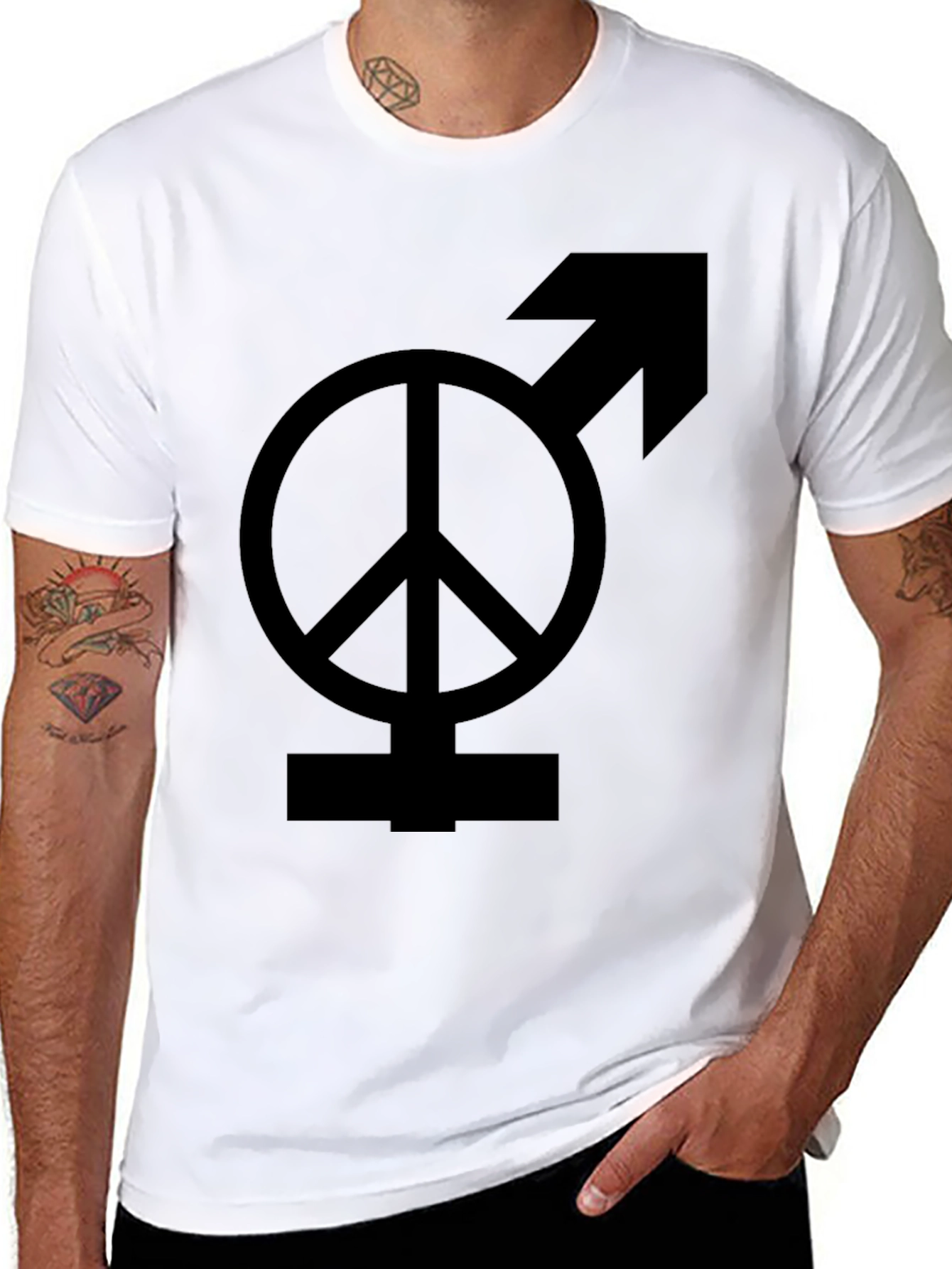 Peace & Male Symbol Black Graphic Tee