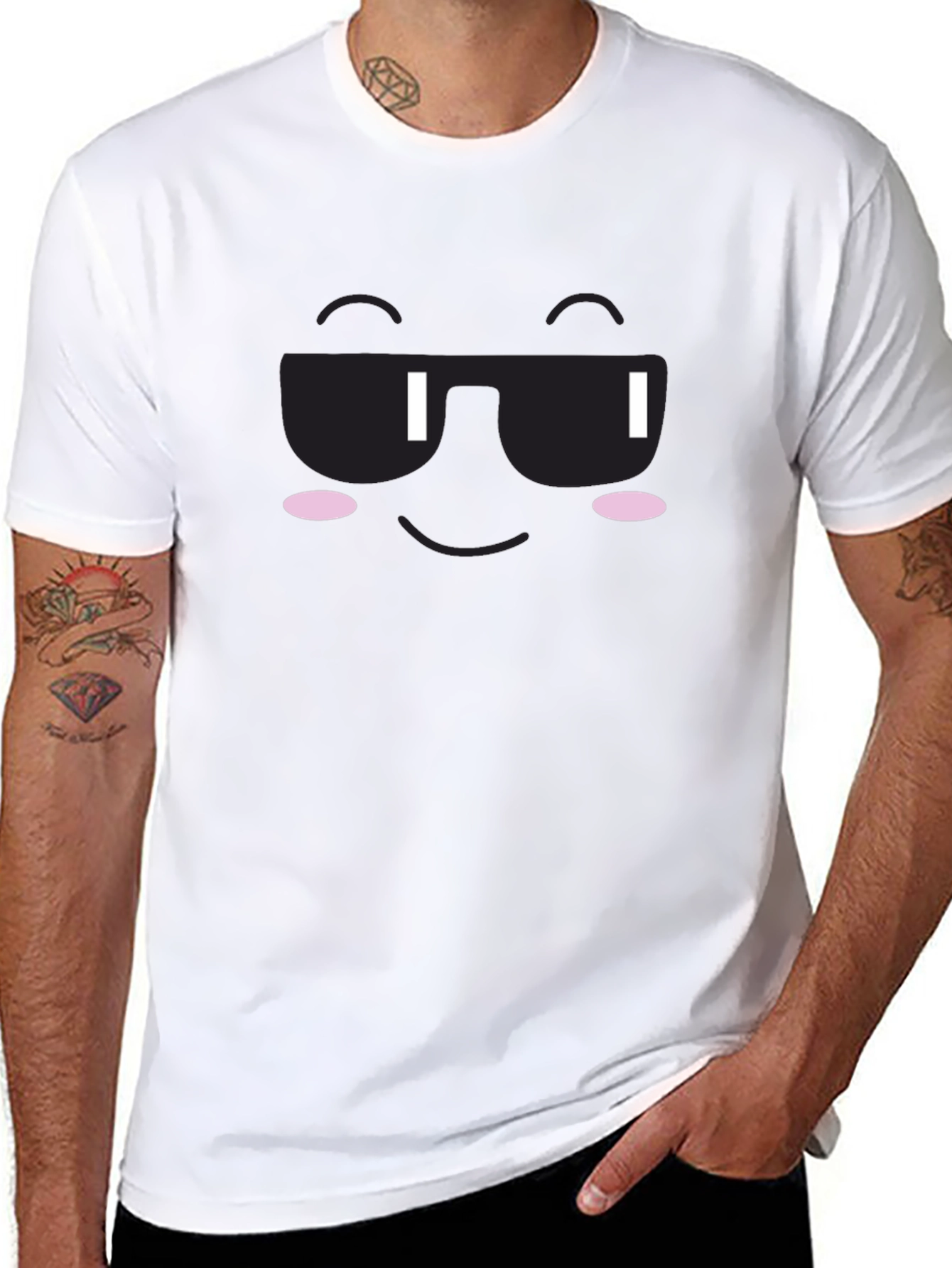 Cool Face Graphic Tee - Black Cotton T-Shirt