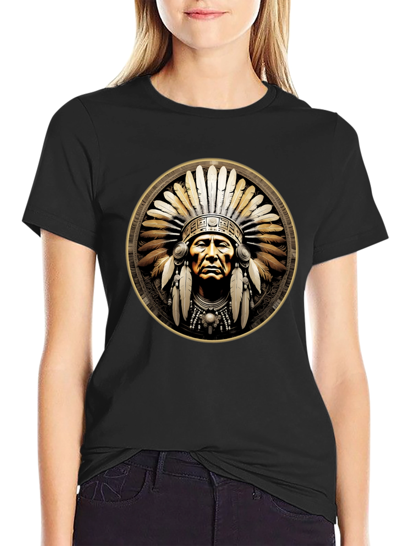 Native American Chief Graphic T-Shirt