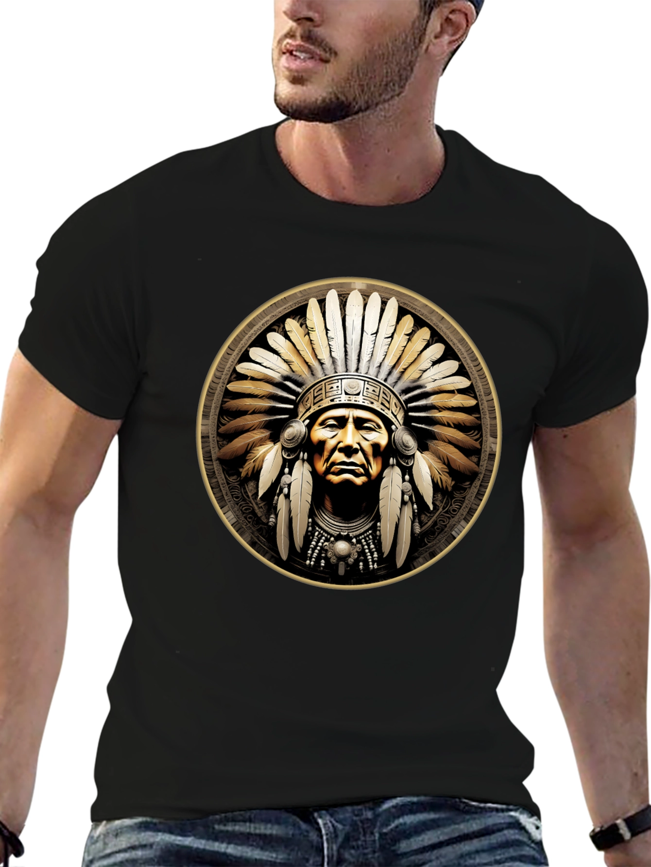 Native American Chief Graphic T-Shirt