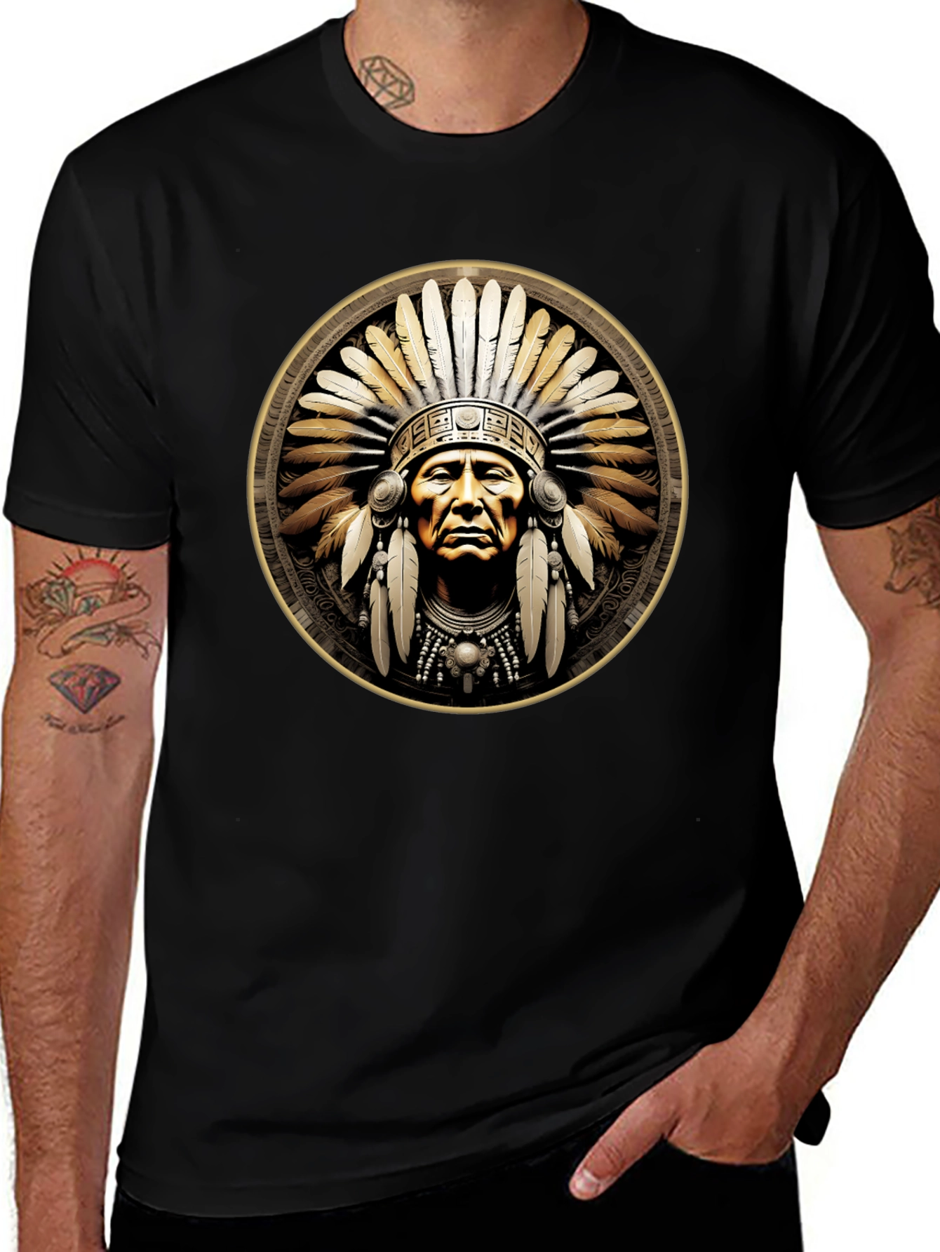 Native American Chief Graphic T-Shirt
