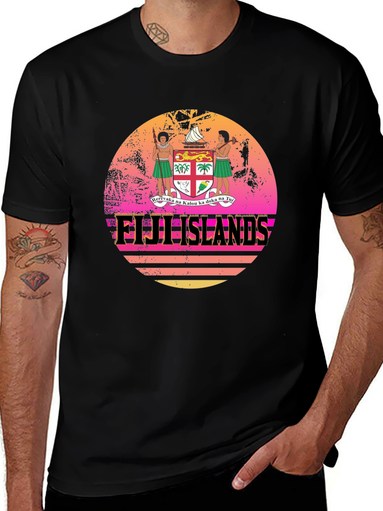 Fiji Islands Sunset Graphic Tee - Retro Style T-Shirt