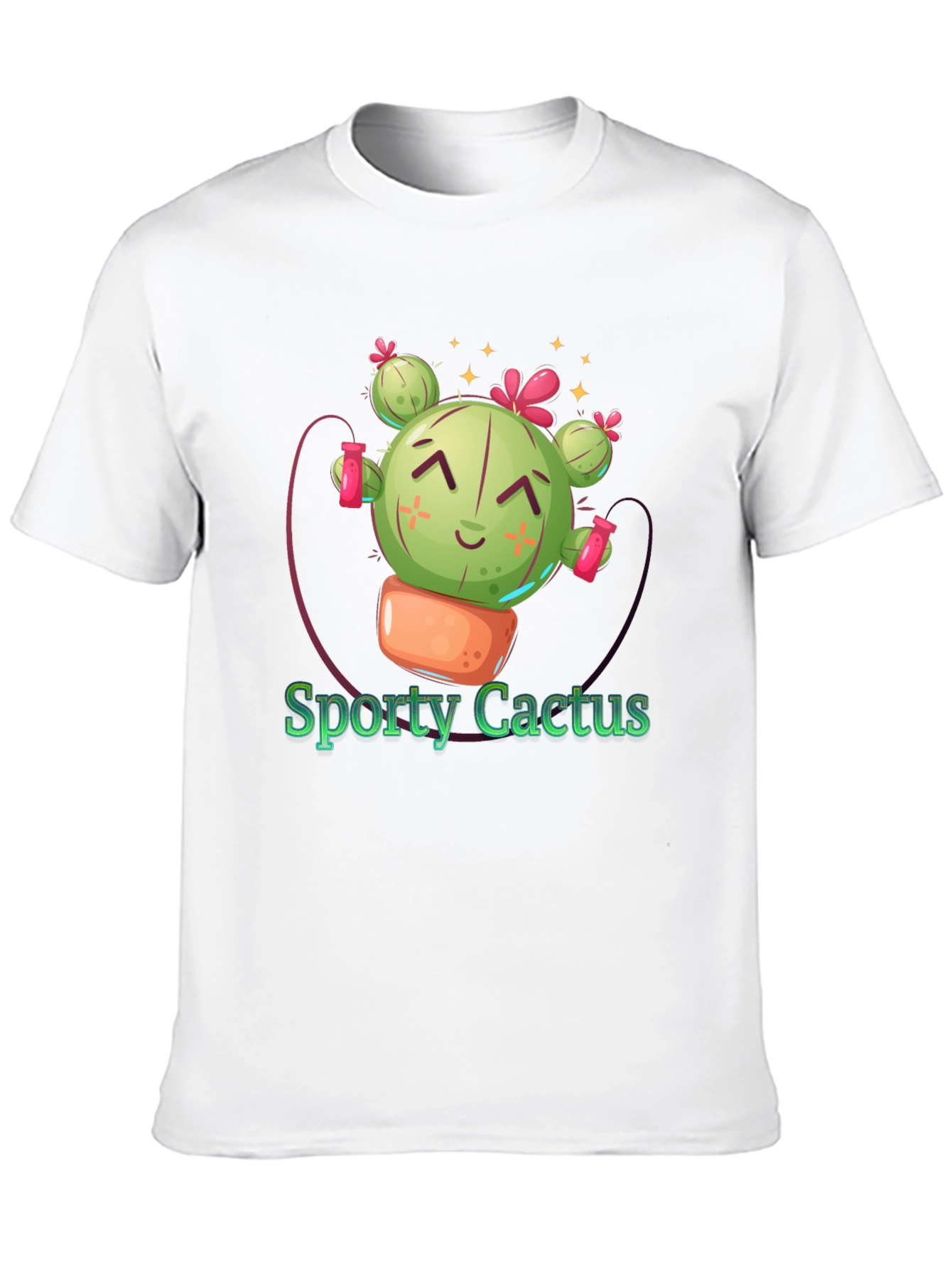 Sporty Cactus Black T-Shirt - Cute Design