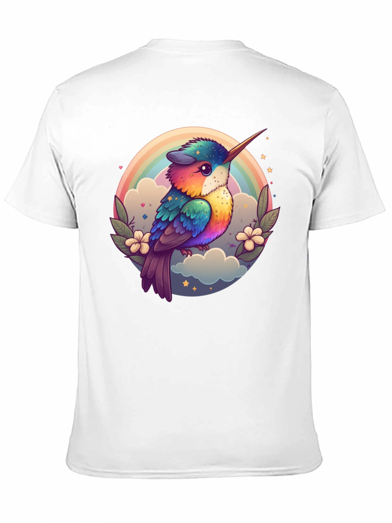 Rainbow Hummingbird Graphic Black Tee
