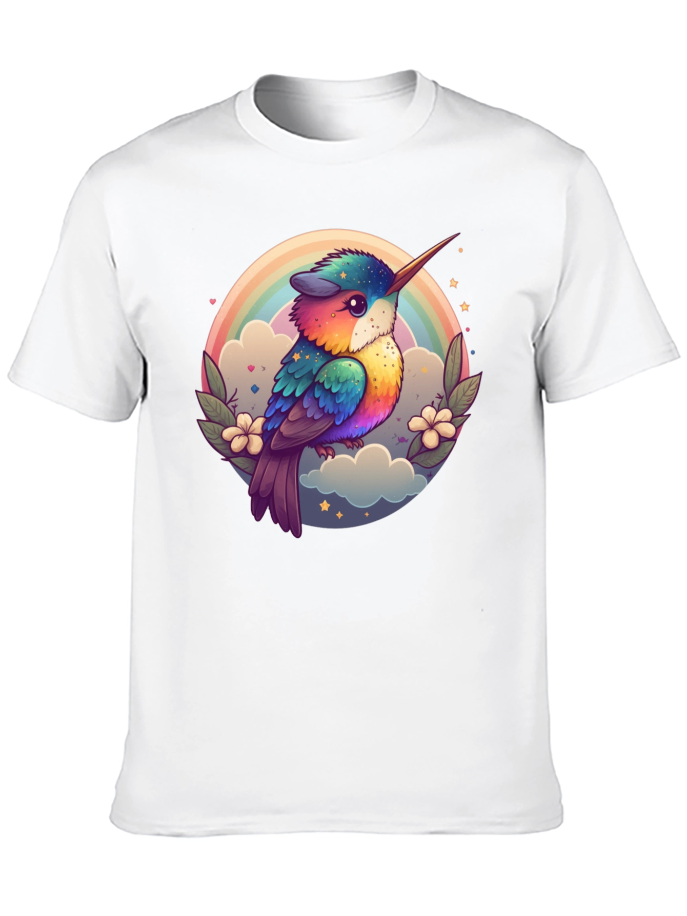 Rainbow Hummingbird Graphic Black Tee
