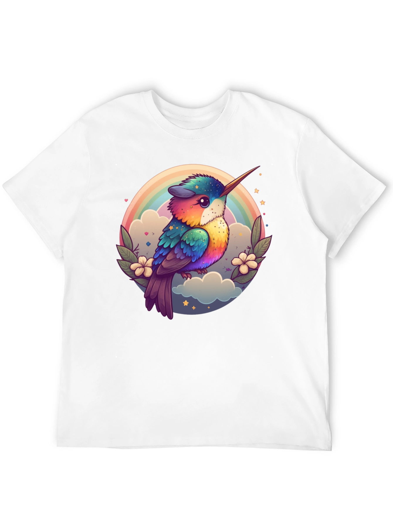 Rainbow Hummingbird Graphic Black Tee