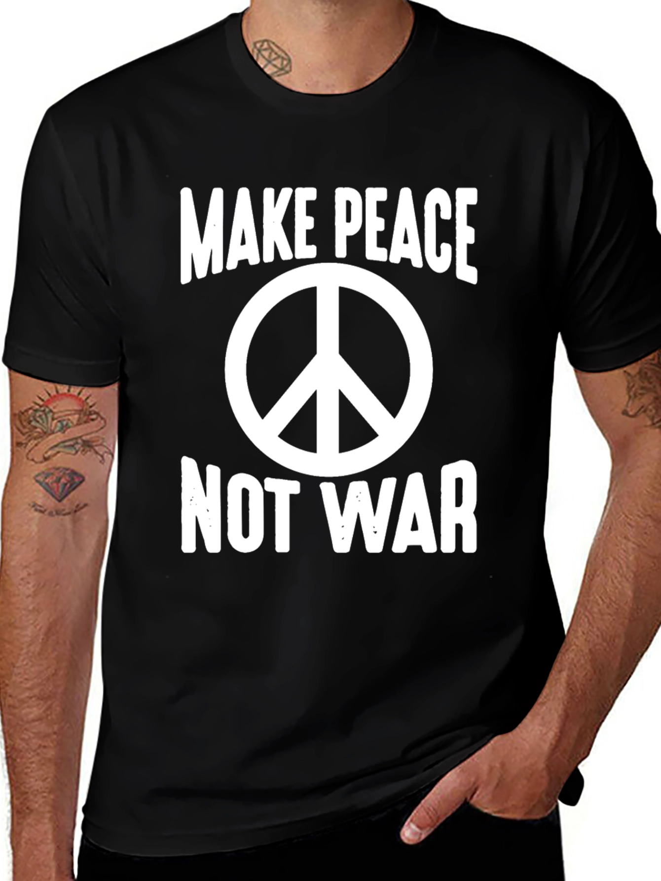 Make Peace Not War Graphic T-Shirt - Black
