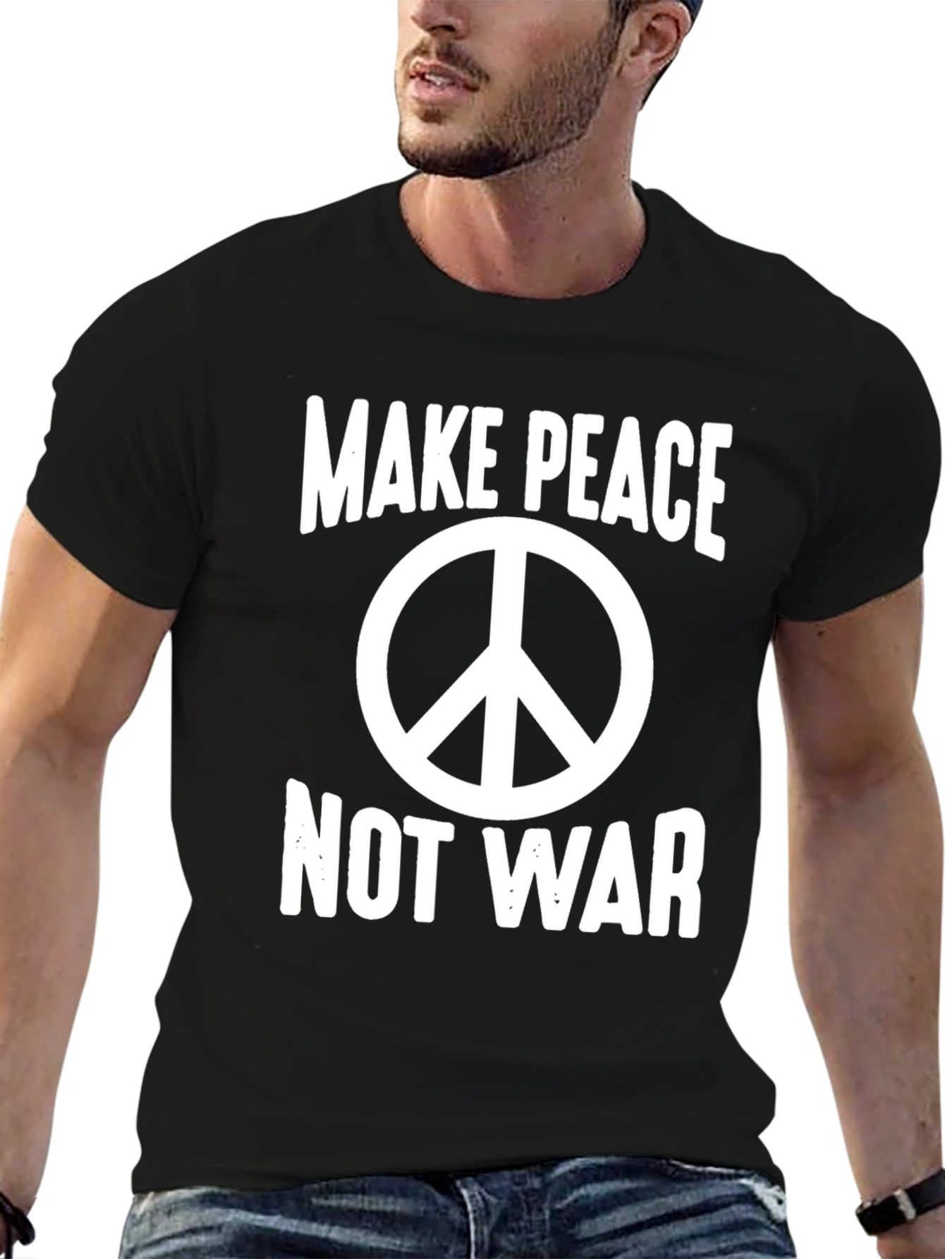 Make Peace Not War Graphic T-Shirt - Black