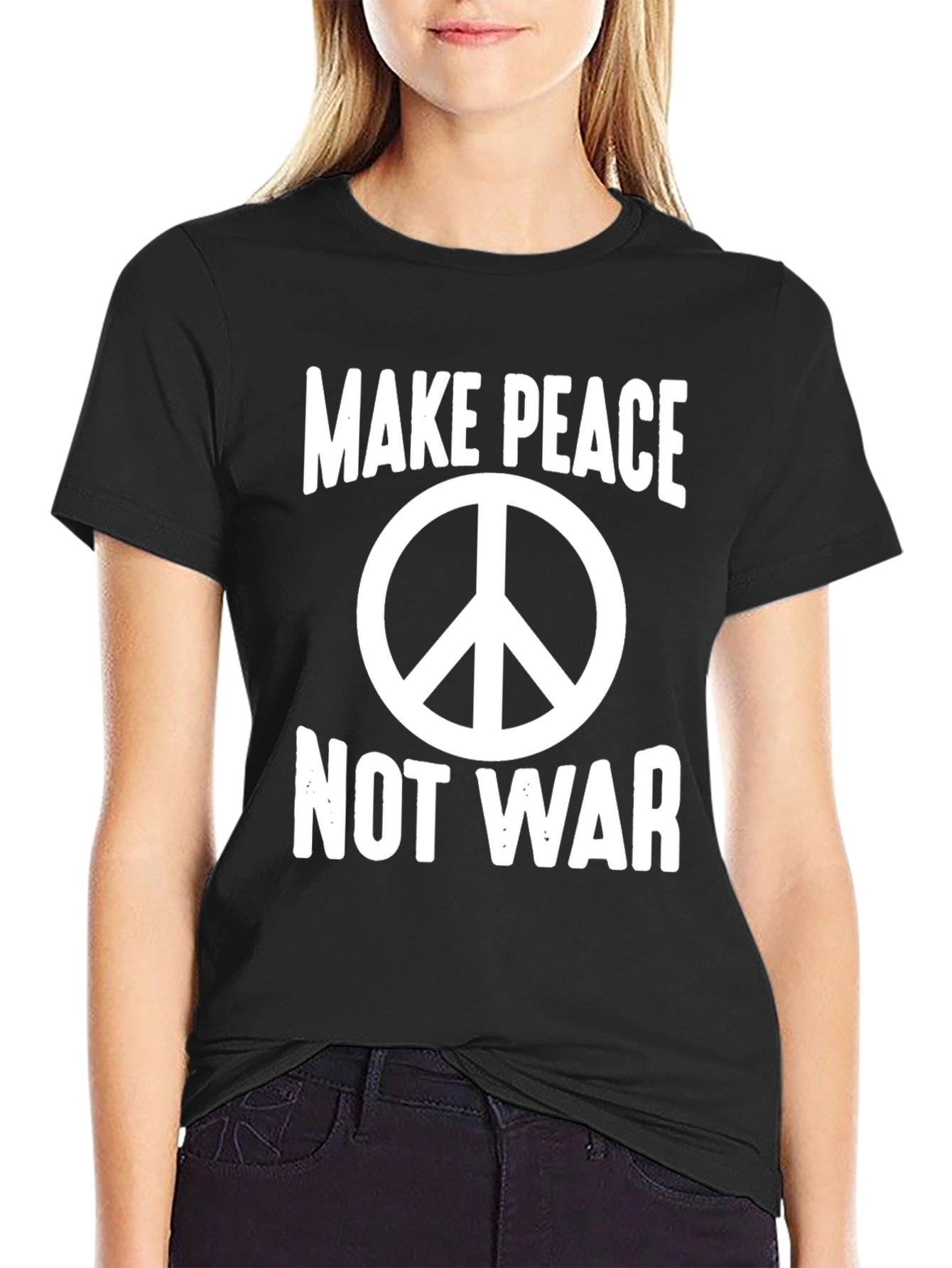 Make Peace Not War Graphic T-Shirt - Black