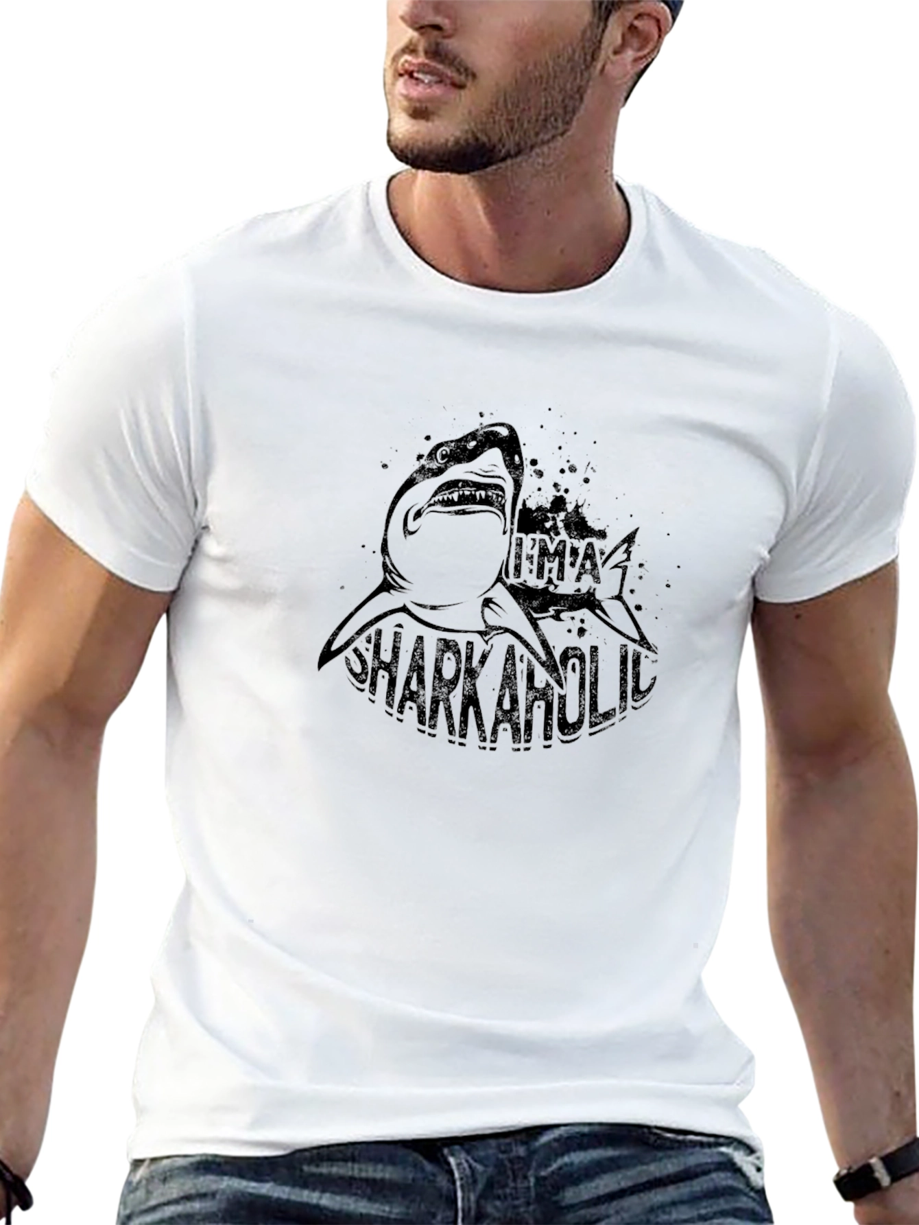 Sharkaholic Graphic Print Tee